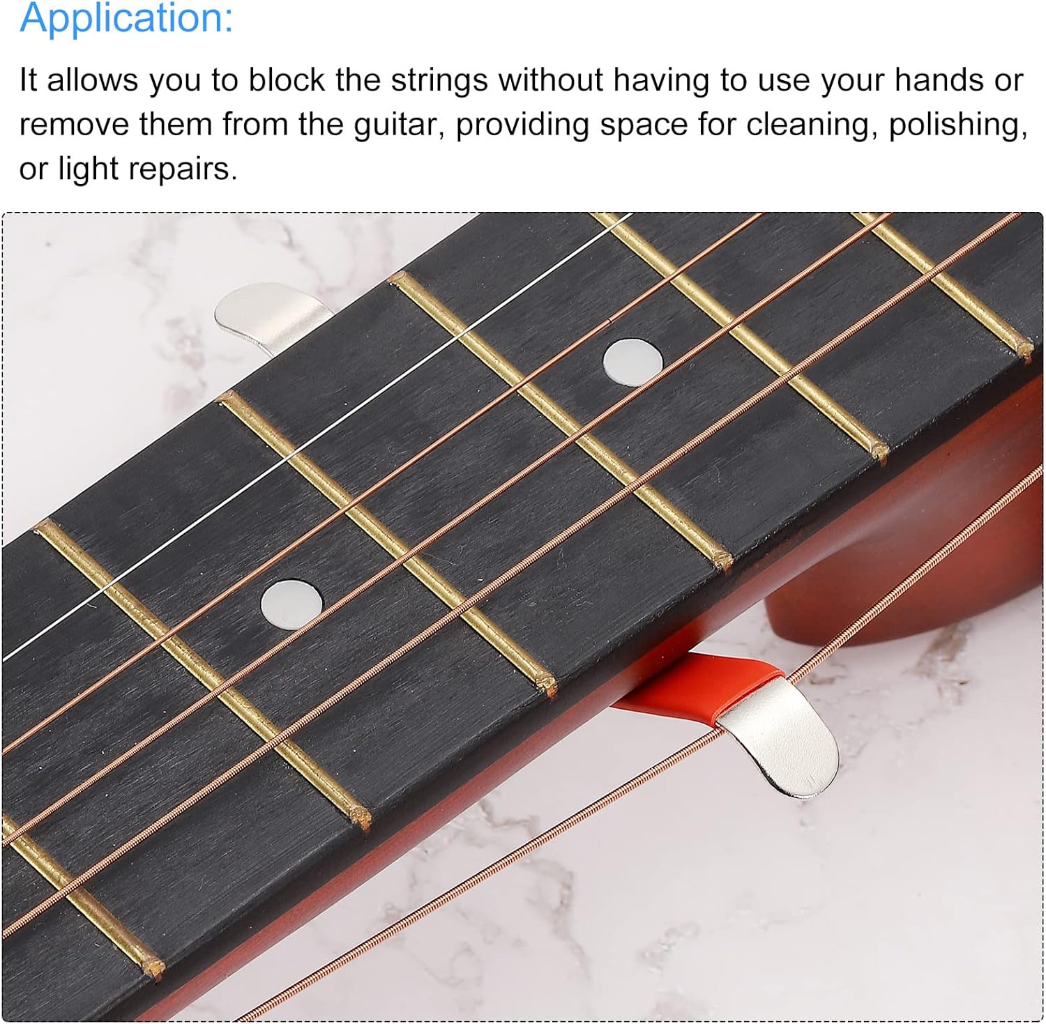 PATIKIL Esparcidores de cuerda para guitarra, herramientas de limpieza de diapasón recubierto de goma, acero inoxidable, negro para mantenimiento y