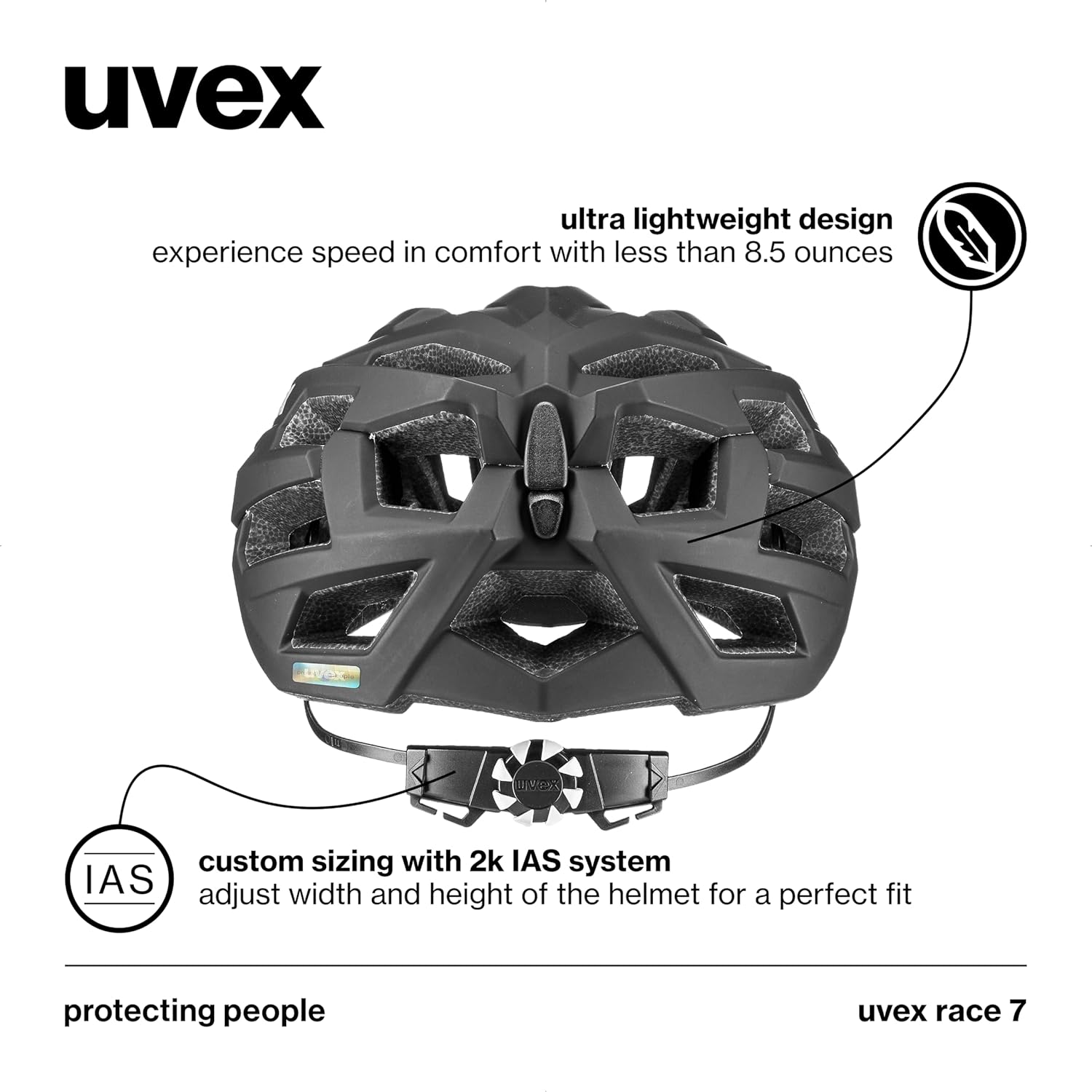 uvex Race 7 – Casco de ciclismo – Casco de senderismo y bicicleta de ciudadcarretera – Ultraligero, ventilación óptima, tamaño personalizado y