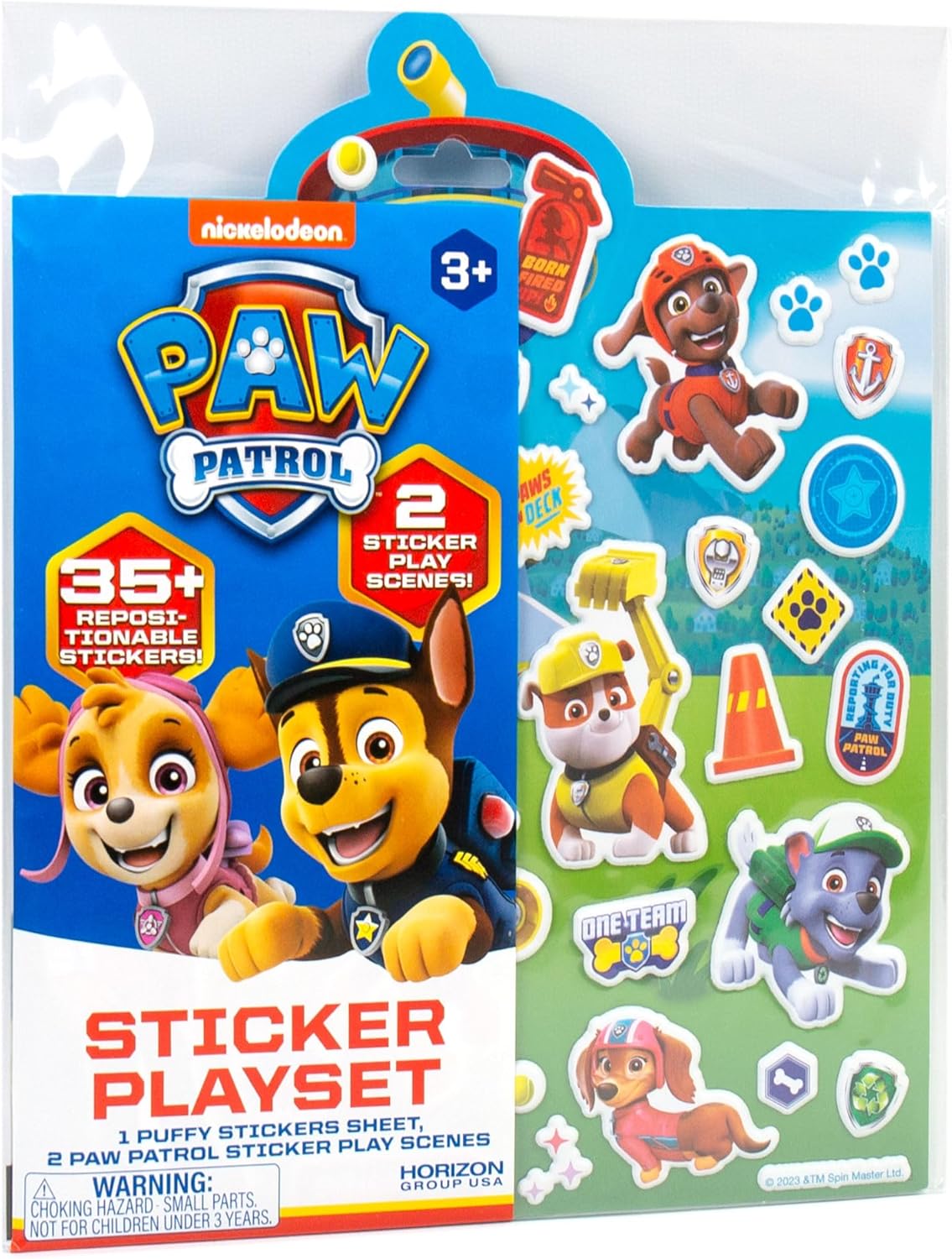Paw Patrol – Juego de calcomanías reposicionables, más de 50 calcomanías reposicionables, 2 escenas de juego, actividades de fiesta, actividad en