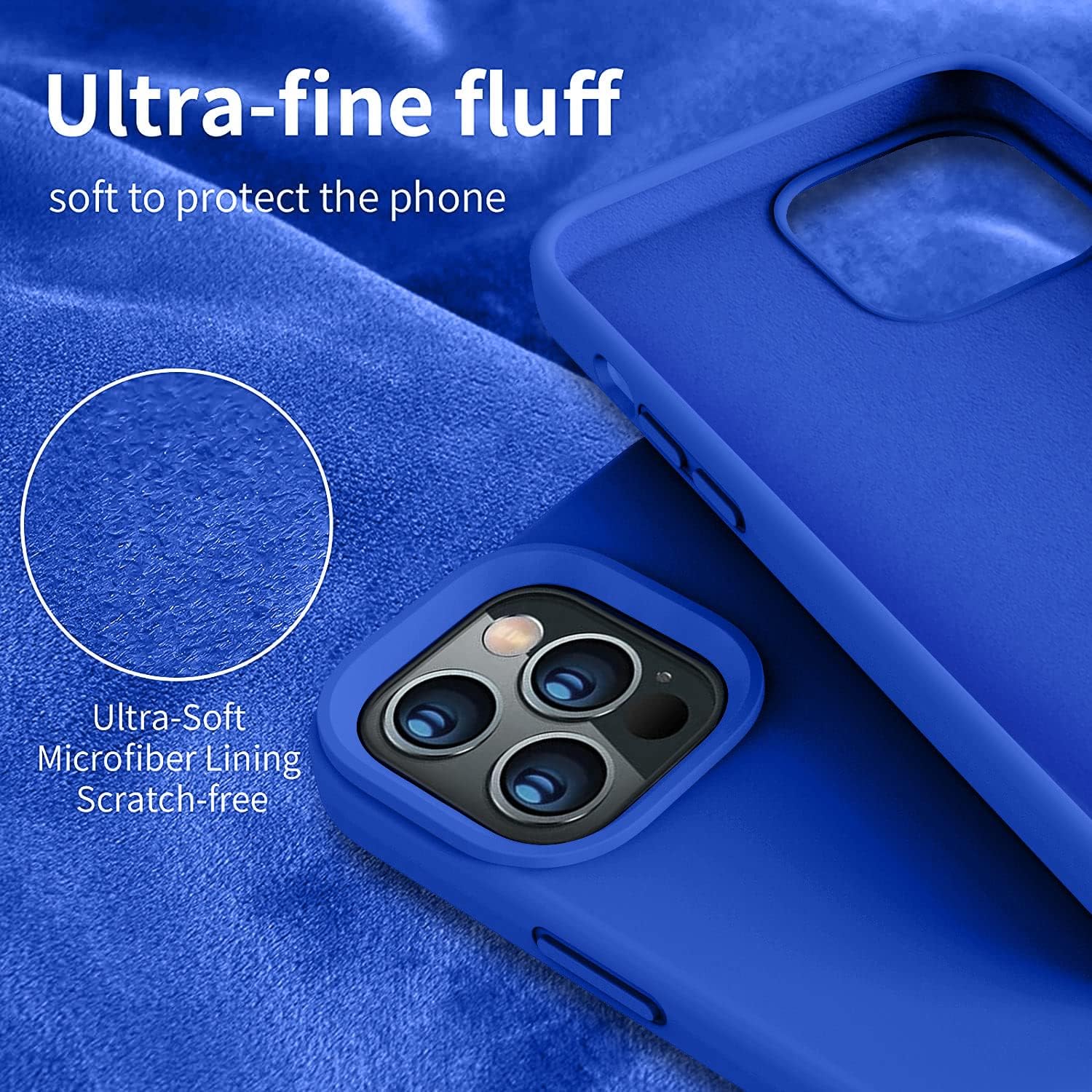 Vooii Compatible con iPhone 13 Pro Max, funda protectora de silicona líquida de cuerpo completo con arañazos forro de microfibra suave protector de