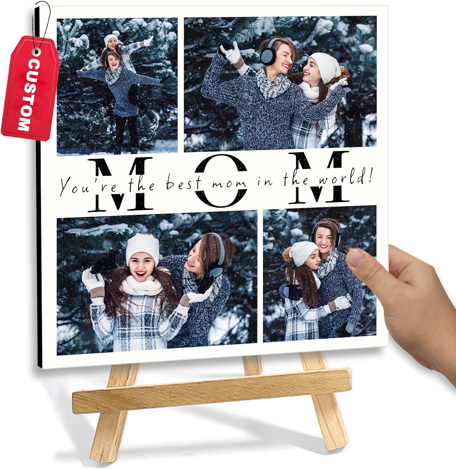 Custom Style Marcos de fotos personalizados con caballete, regalos de fotos personalizados para bebés, amigos, familia, mascotas, marco de forma