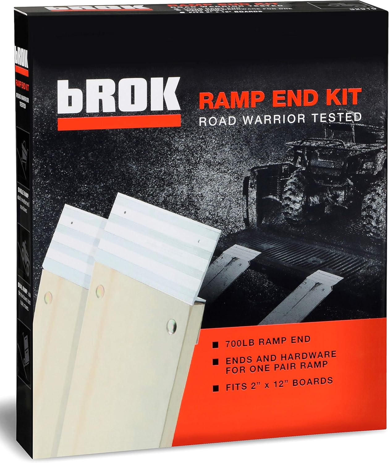bROK Kit de rampa de aluminio de 12″ para tablones de 2″ x 12″ con almohadillas a prueba de arañazos de ancho completo. Crea rampas universales de