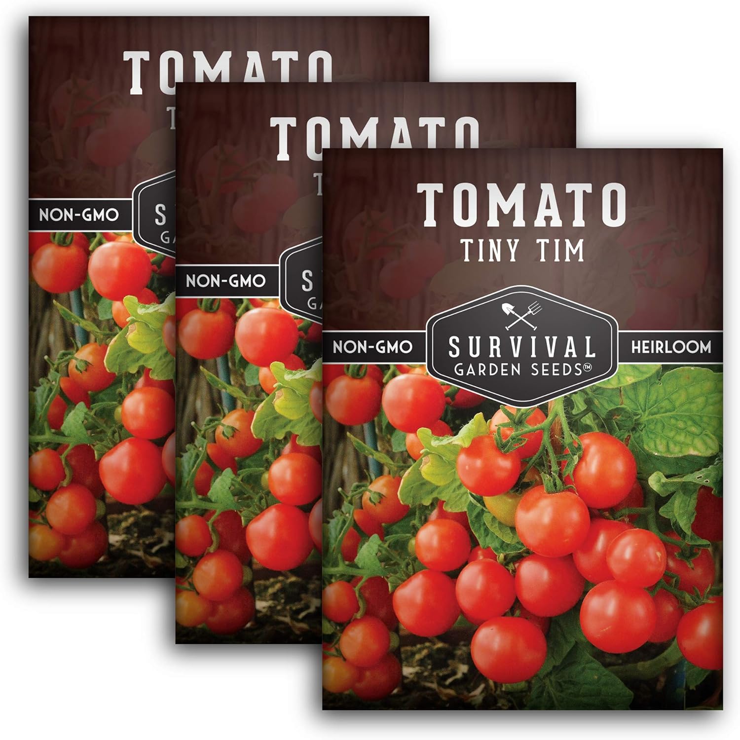 Survival Garden Seeds – Tiny Tim Semilla de tomate para plantar – Paquete con instrucciones para plantar y cultivar tomates pequeños en tu huerto