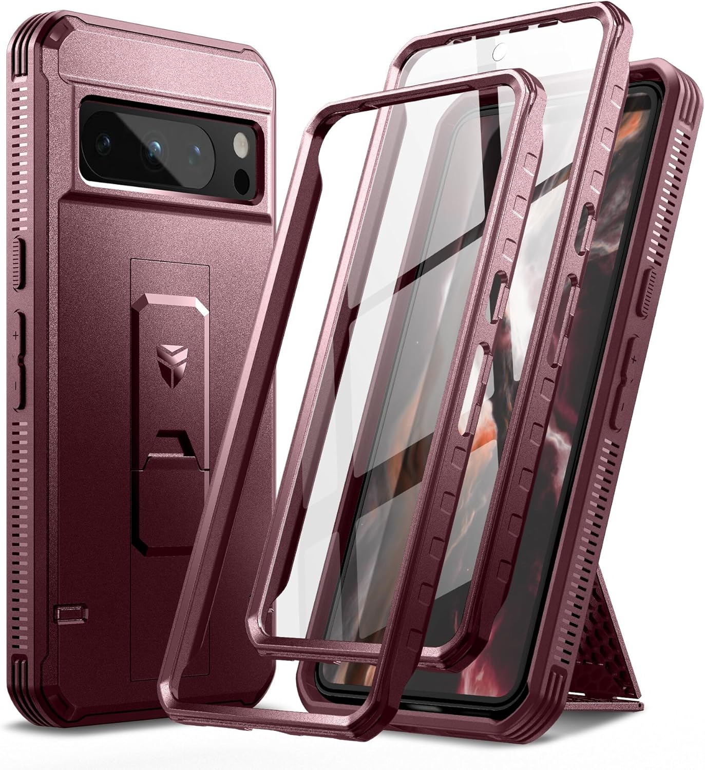 Dexnor Funda de cuerpo completo para Google Pixel 8 Pro, protector de pantalla integrado y soporte, marco frontal extra, protección de grado militar
