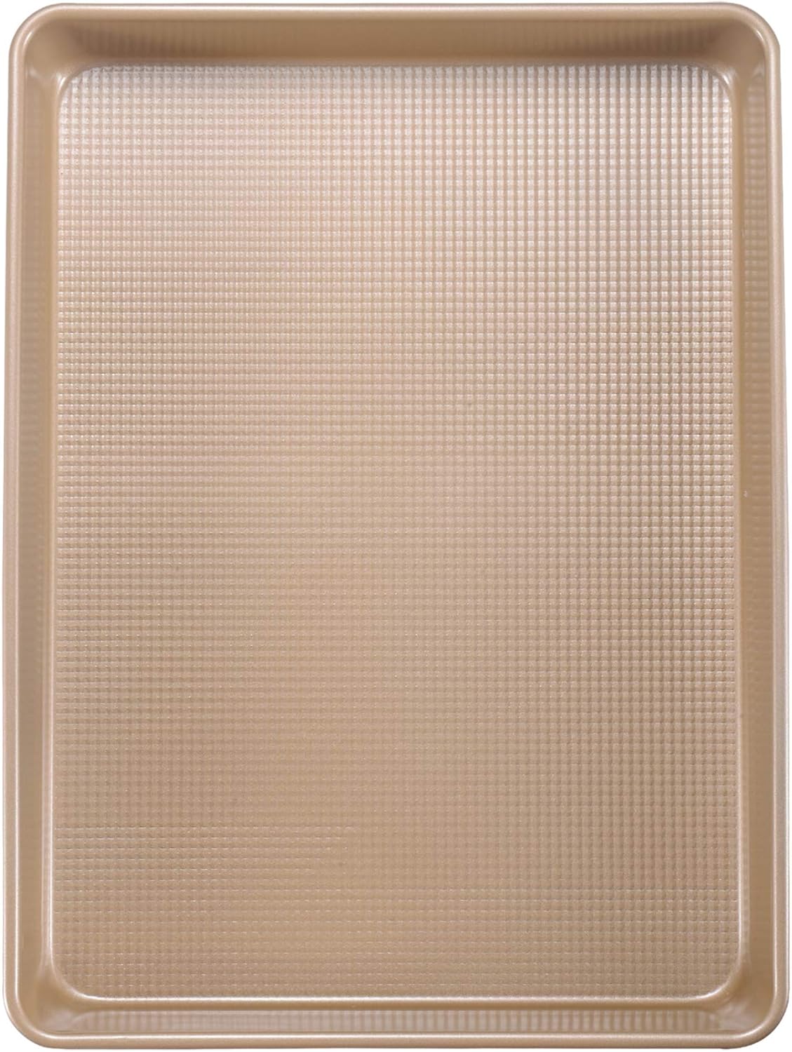 Sartenes antiadherentes de media hoja, bandejas grandes para hornear horno, bandeja para hornear texturizada, 13 x 18 pulgadas, color dorado