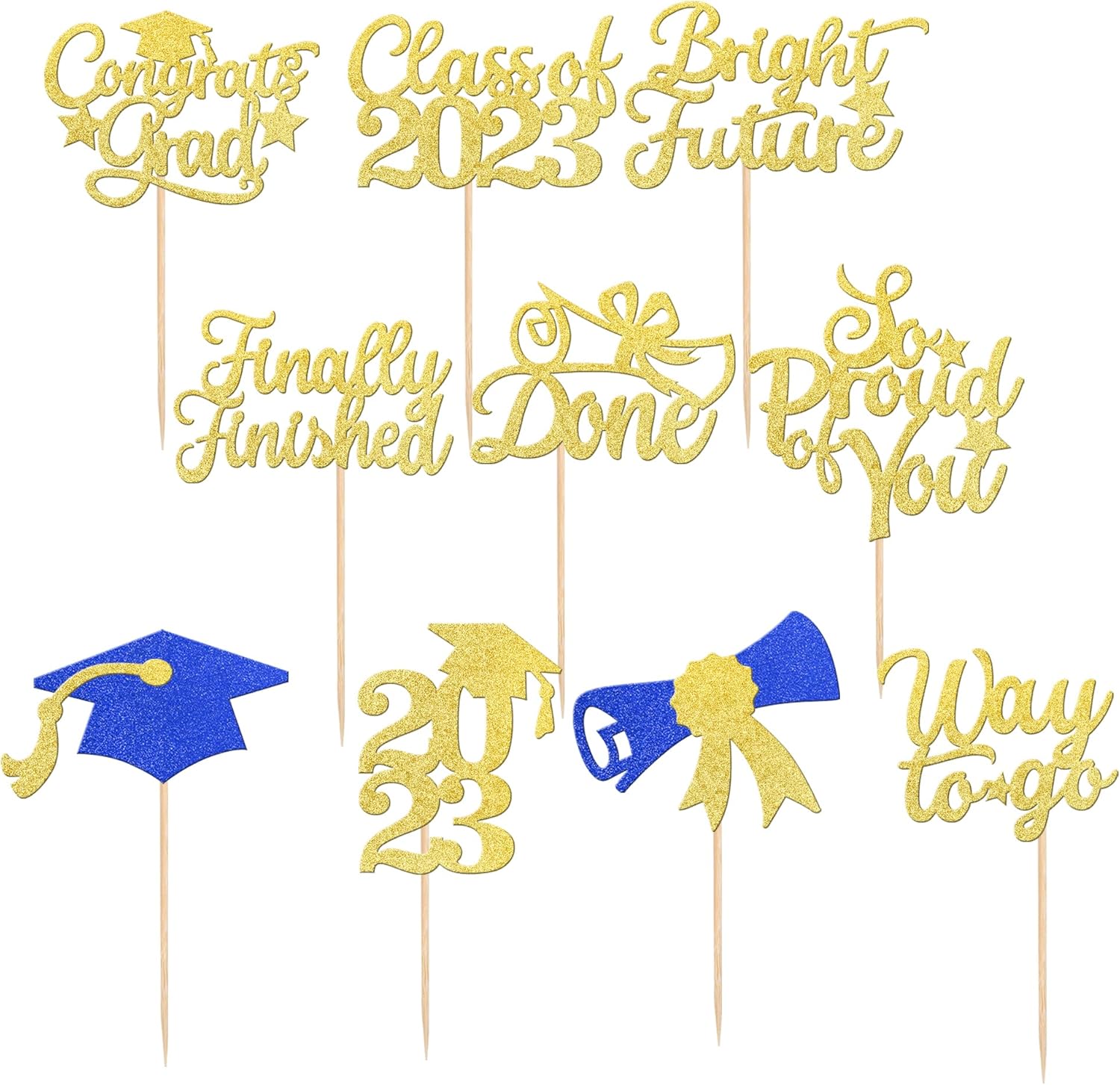 30 piezas de decoración para cupcakes de graduación de clase 2023 con purpurina brillante para el futuro hecho por el diploma So Proud of You