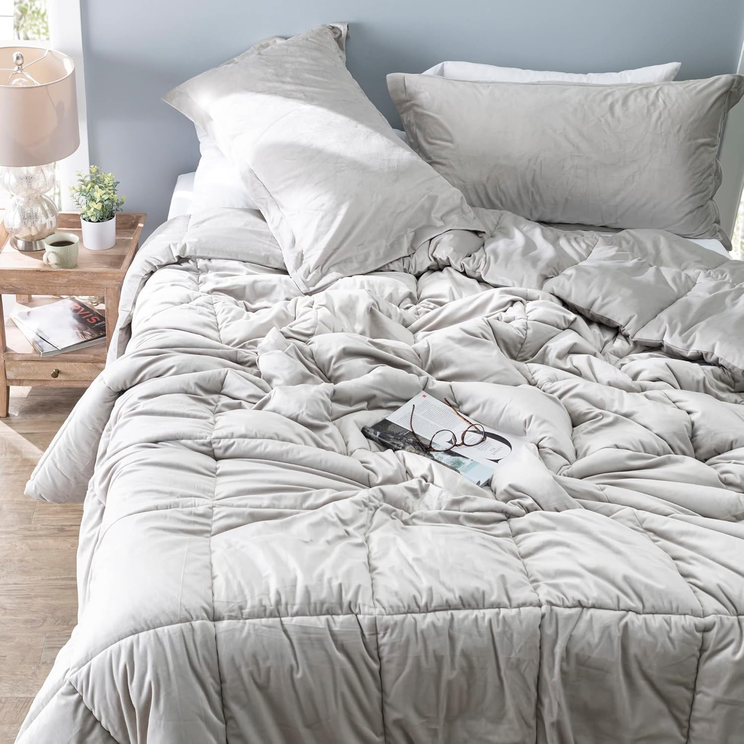 Byourbed Cuz I’m Cozy – Edredón Queen Coma Inducer relleno pesado de Estados Unidos, color gris pardo pizarra