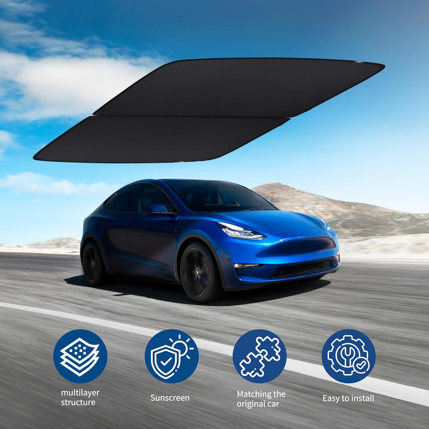 Parasol para techo modelo Y de Tesla, con aislamiento UV, plegable, con bolsa de almacenamiento, accesorios Tesla modelo Y 2020-2023