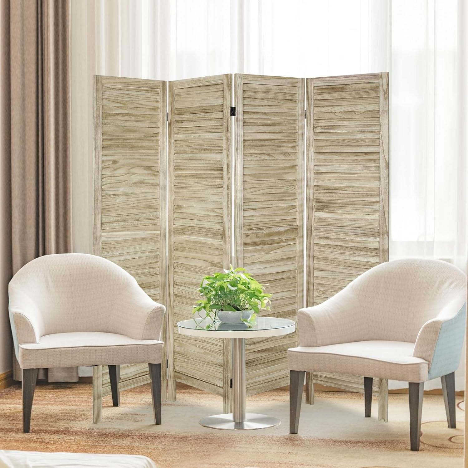 Babion Divisores de habitación de 4 paneles, separadores de habitación de madera, separadores de habitación portátiles y pantallas de privacidad