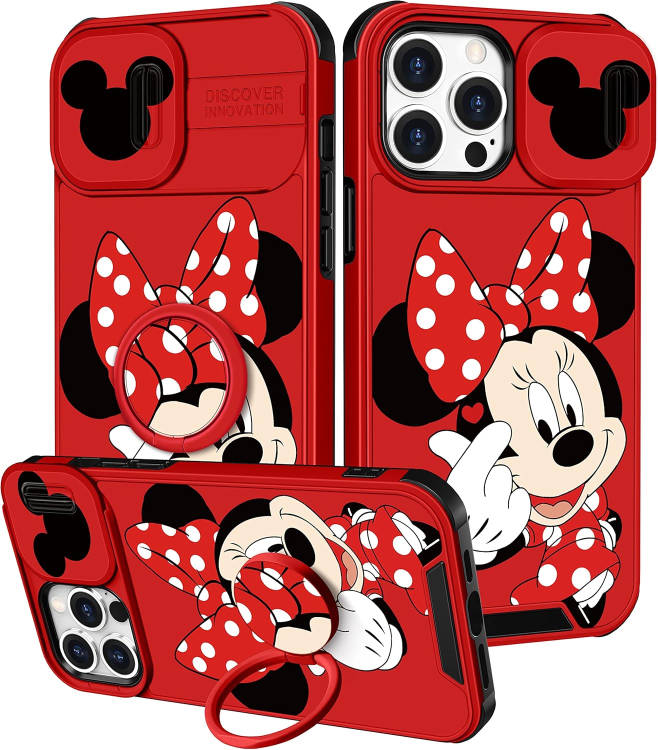 oqpa Funda para iPhone 13 Pro con diseño de dibujos animados para mujer, diseño de dibujos animados para mujeres, con funda para cámara y soporte de