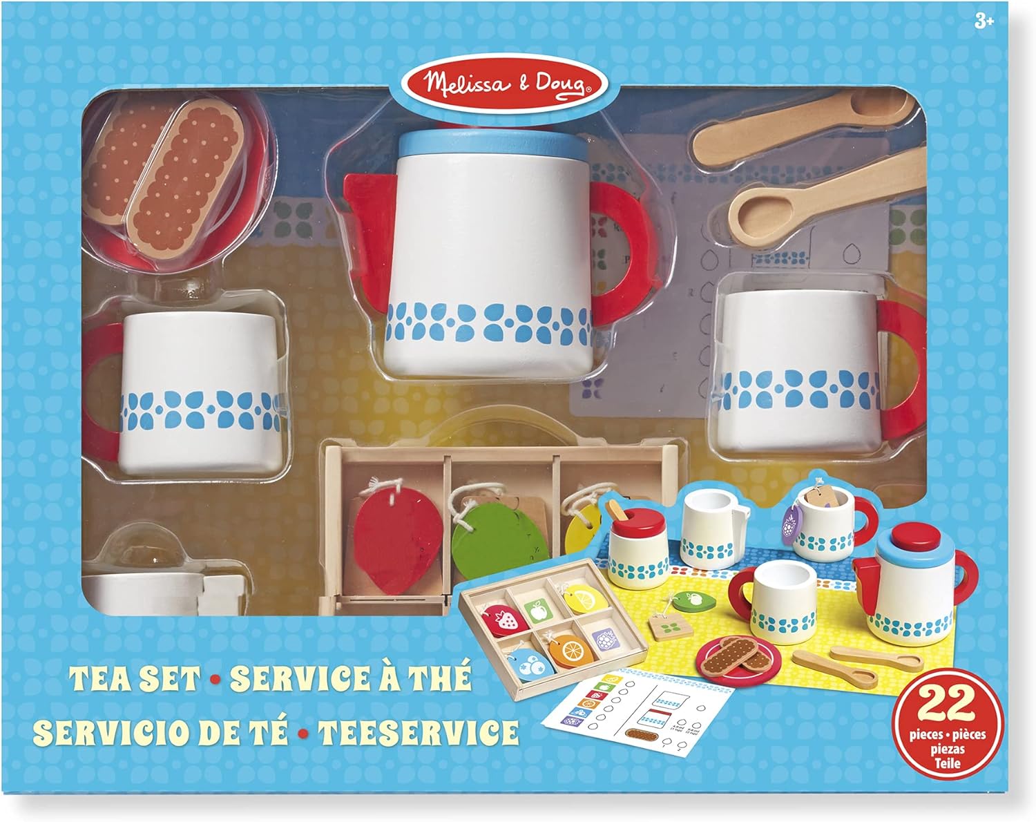 Melissa & Doug Steep & Serve – Juego de té de juguete de madera  Juguetes de madera  Juego de simulación  Comida para jugar  3+  Regalo para niño o