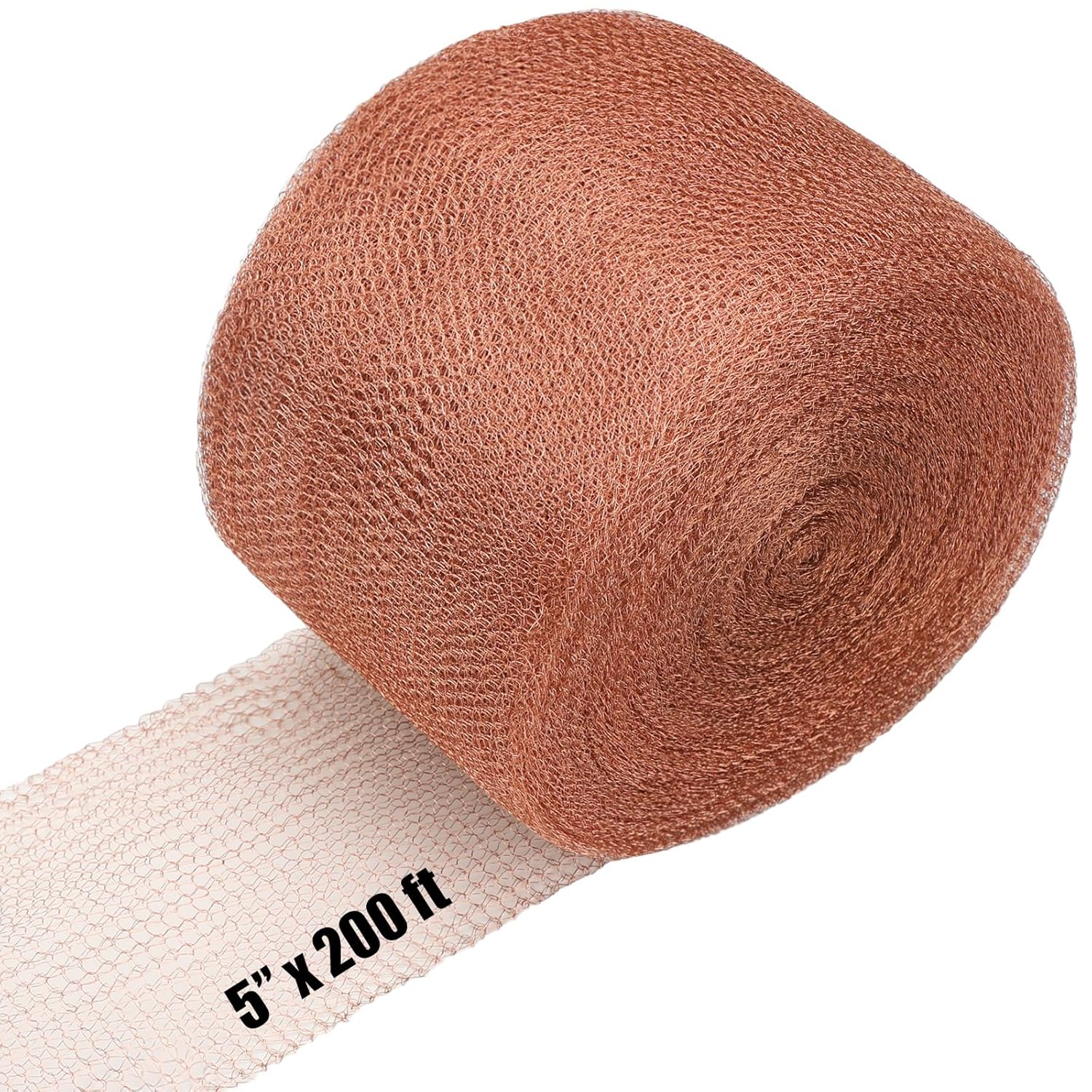 Malla de cobre de 5 pulgadas x 200 pies, rollo de malla de cobre para destilar, tejido de cobre de punto, relleno de agujero para ratón, malla de