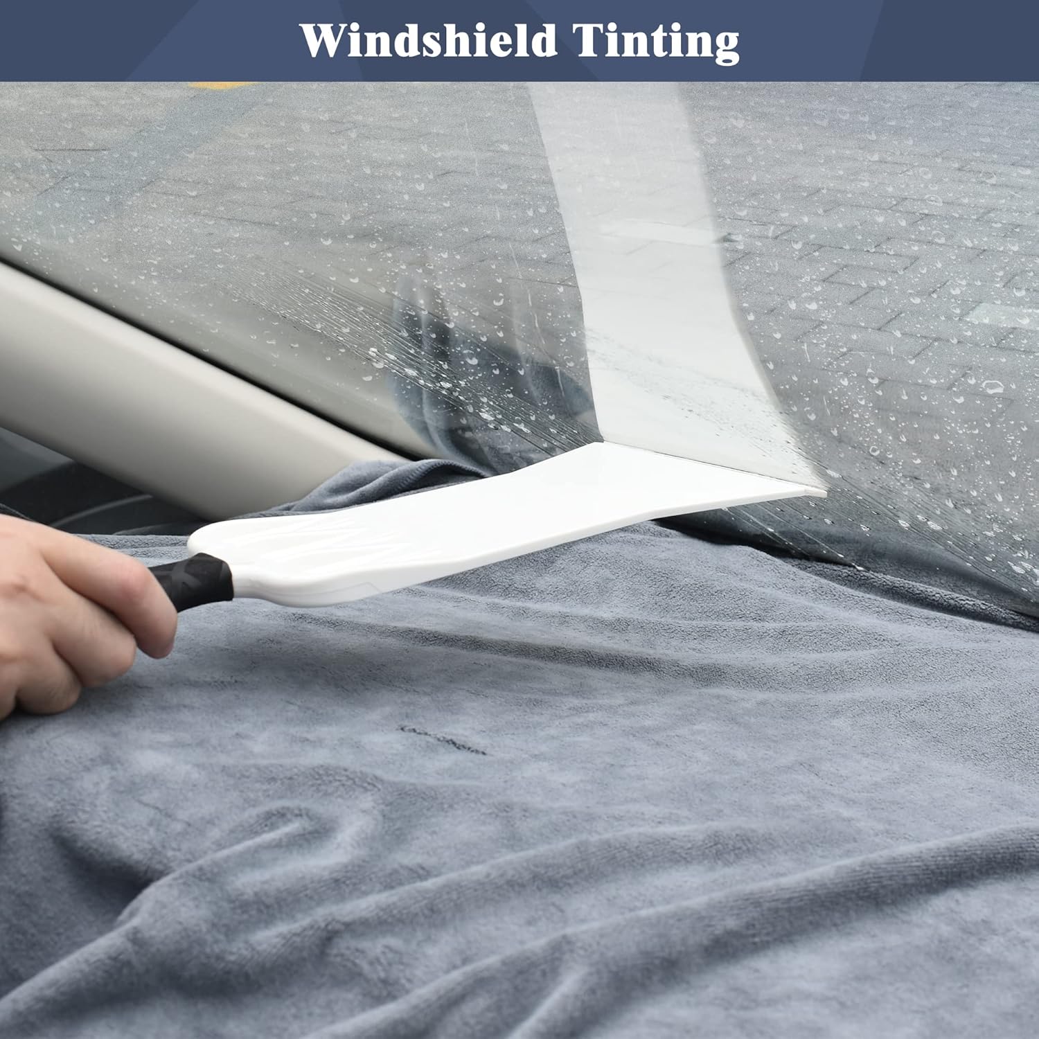 Zanch Herramientas de tinte para ventanas, escobilla de escobilla de escobilla de agarre largo para instalación de película de tinte de ventana, kit