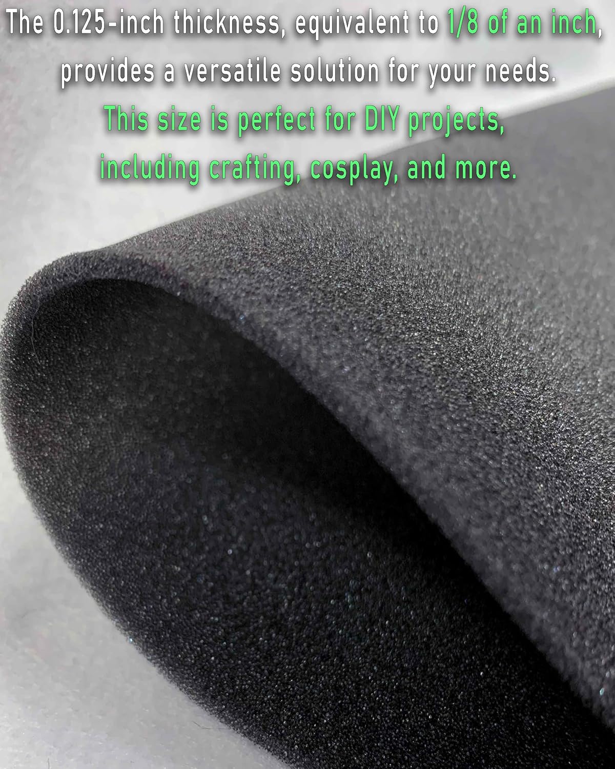 FabricEmpire Espuma de carbón elástico de densidad media de 60 pulgadas de ancho para artes y manualidades, vinilo, proyectos de tapicería para el