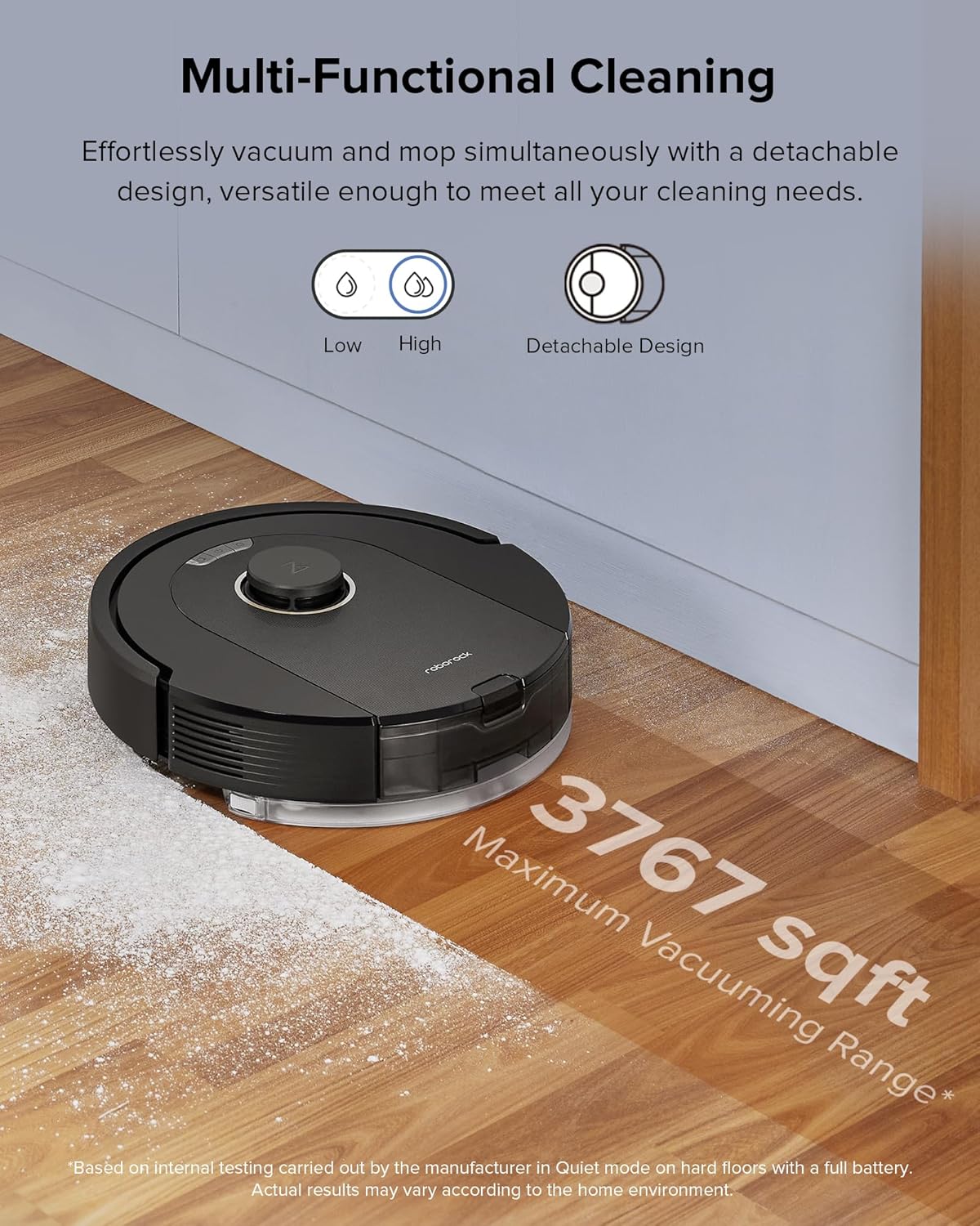 roborock Q5 Pro+ Robot aspiradora y trapeador, autovaciado, succión máxima de 5500 Pa, cepillo DuoRoll, limpieza manos libres hasta 7 semanas,