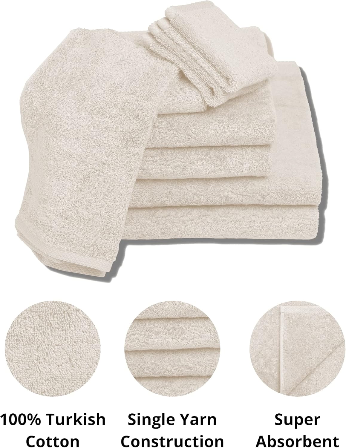 Juego de toallas turcas de lujo extra grandes de 8 piezas con 4 toallas de baño (30 x 60 y 24 x 48)