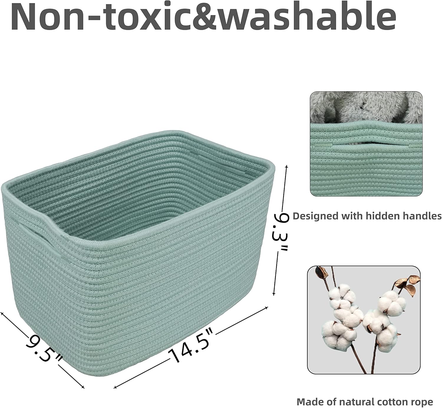 Cesta de almacenamiento de cuerda de algodón, cesta tejida para organizar estantes, cestas decorativas rectangulares para almacenamiento de ropa,