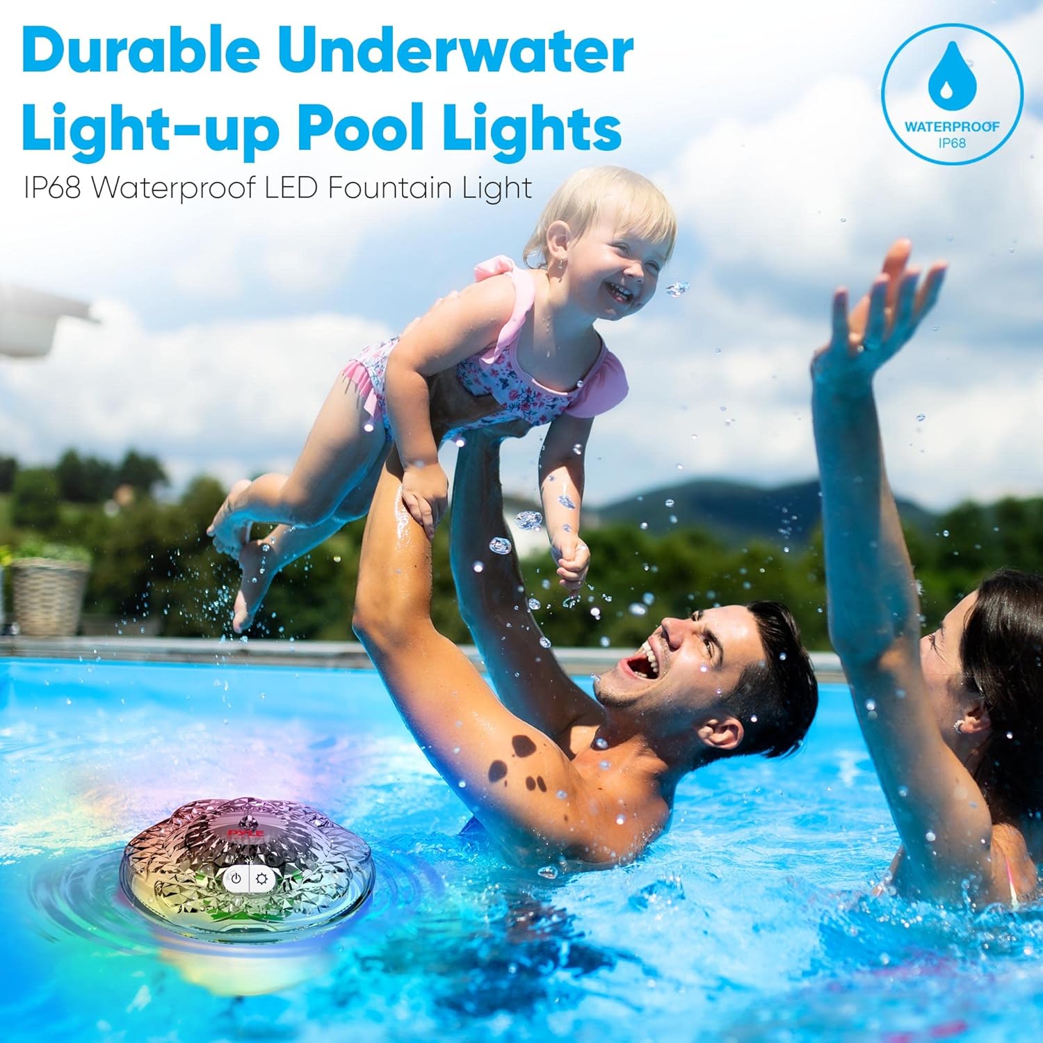 Pyle Bola de luz flotante para piscina, 3 luces solares que cambian de color para piscina, luces flotantes impermeables IP68 recargable, luz