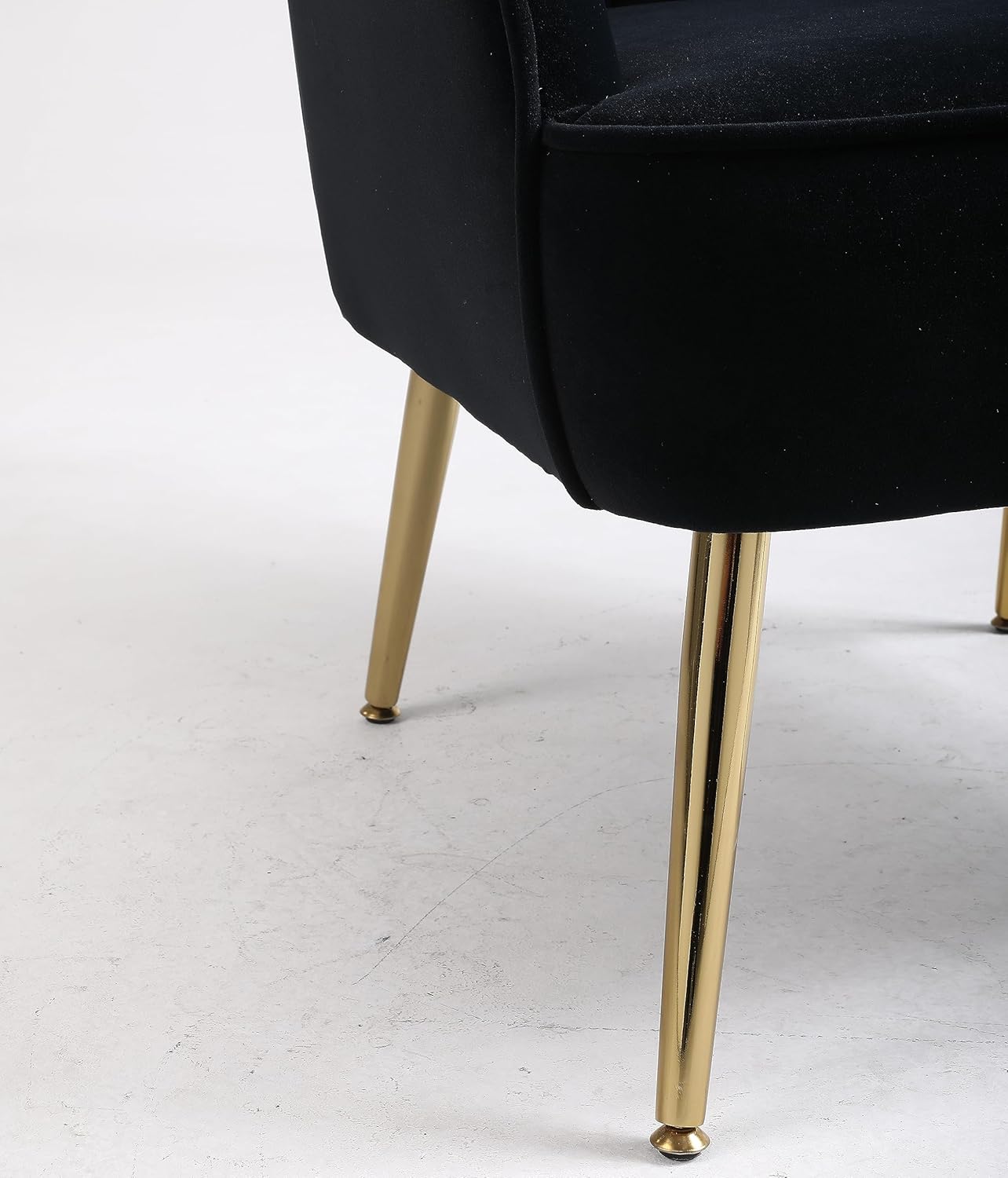 SSLine Silla decorativa de terciopelo, moderna silla tapizada con patas de metal dorado, acolchada gruesa, silla de invitados, silla de tocador,