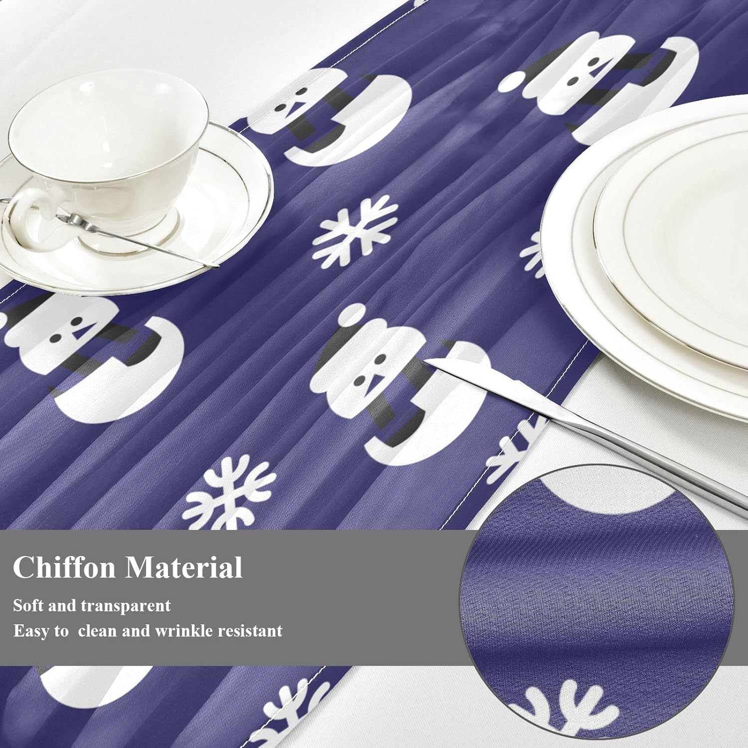 Christmas Snowman Blue Table Runner Fall Table Runners for Desk Decor Christmas Table Runner 120 Inches Long