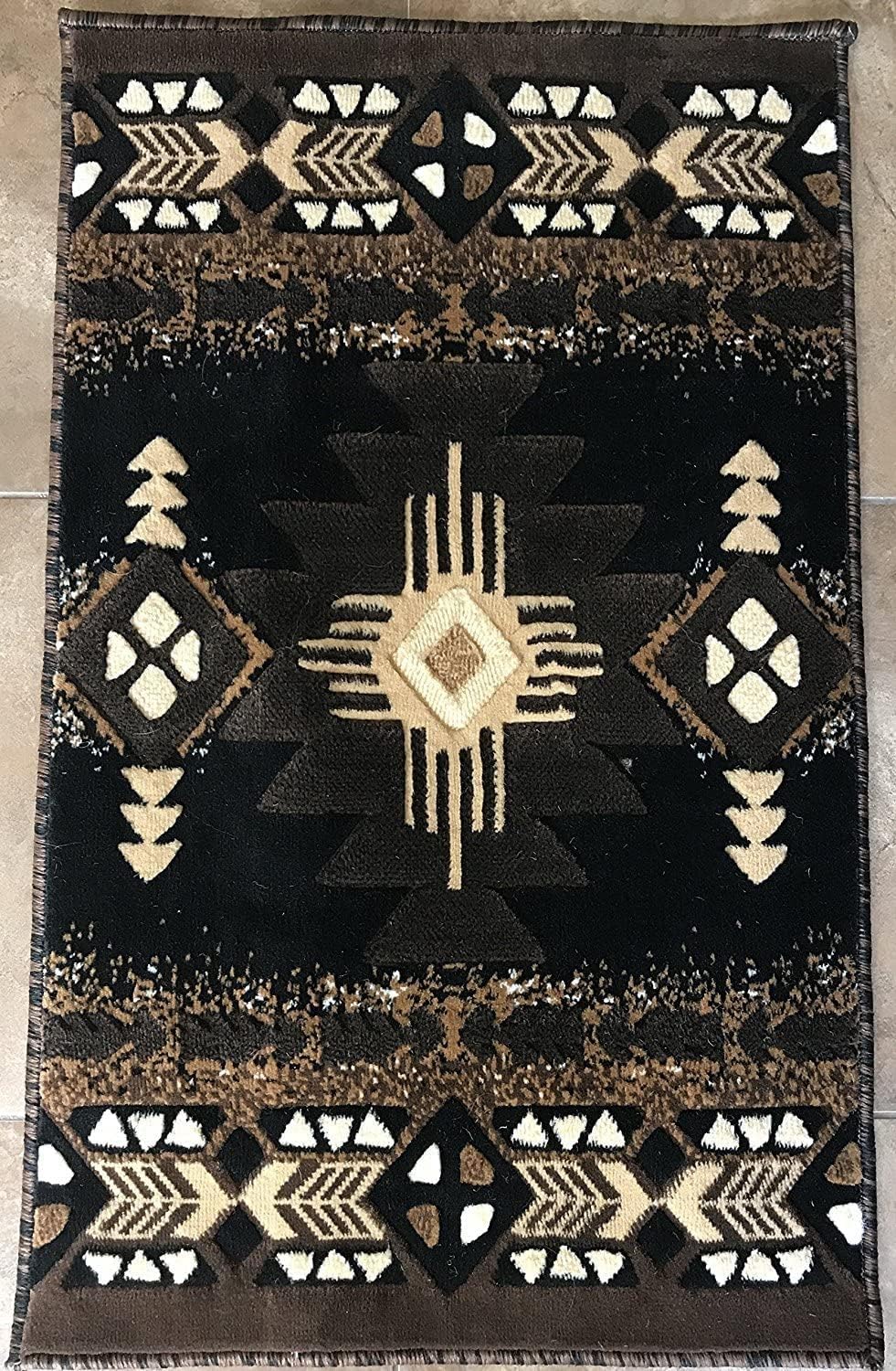 YHSF South West – Alfombra nativa americana C318 (negro, 3 pies x 4 pies 7 pulgadas)