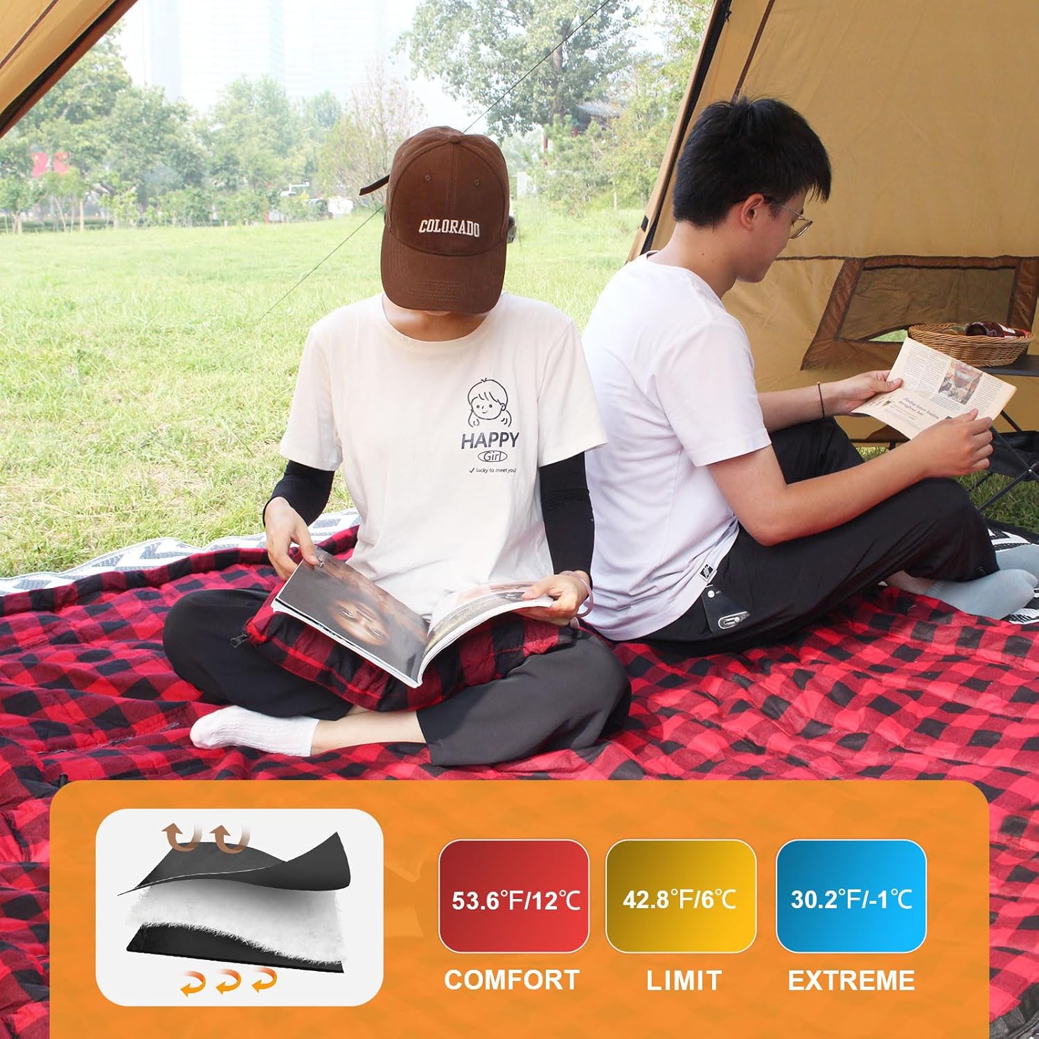Saco de dormir doble de franela para adultos con 2 almohadas, sacos de dormir para 2 personas, camping, XXL, tamaño Queen, saco de dormir para dos
