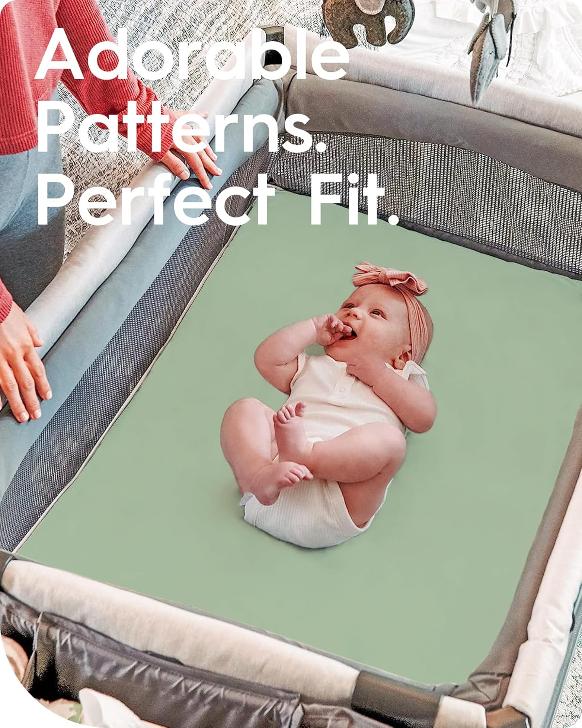 Pack N Play Sábanas ajustadas para niñas y niños, sábanas mini para cuna de estilo bohemio para empacar y jugar, colchón de cuna, jersey elástico