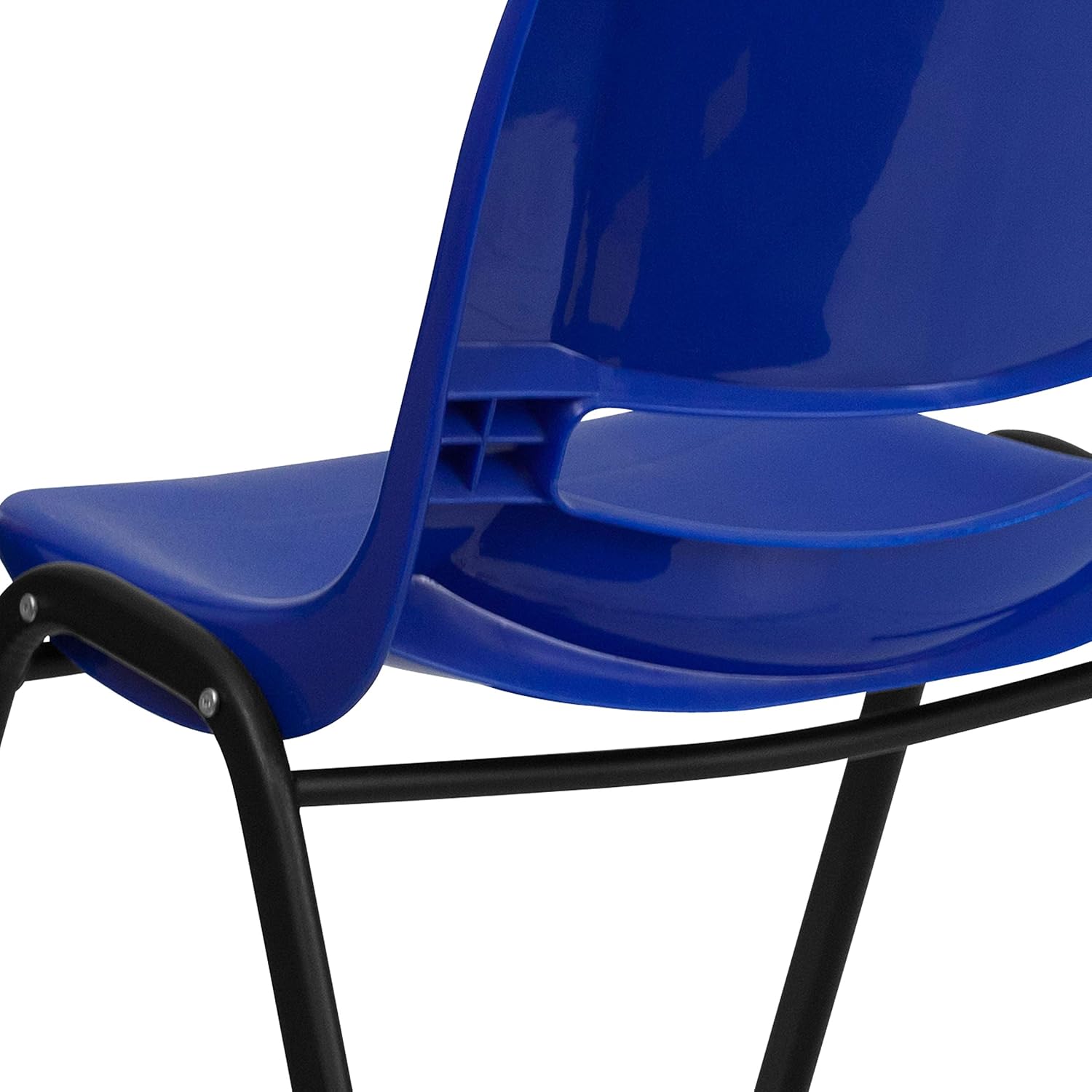 BizChair Silla apilable ergonómica azul marino para niños, marco negro y asiento de 14 pulgadas de alto