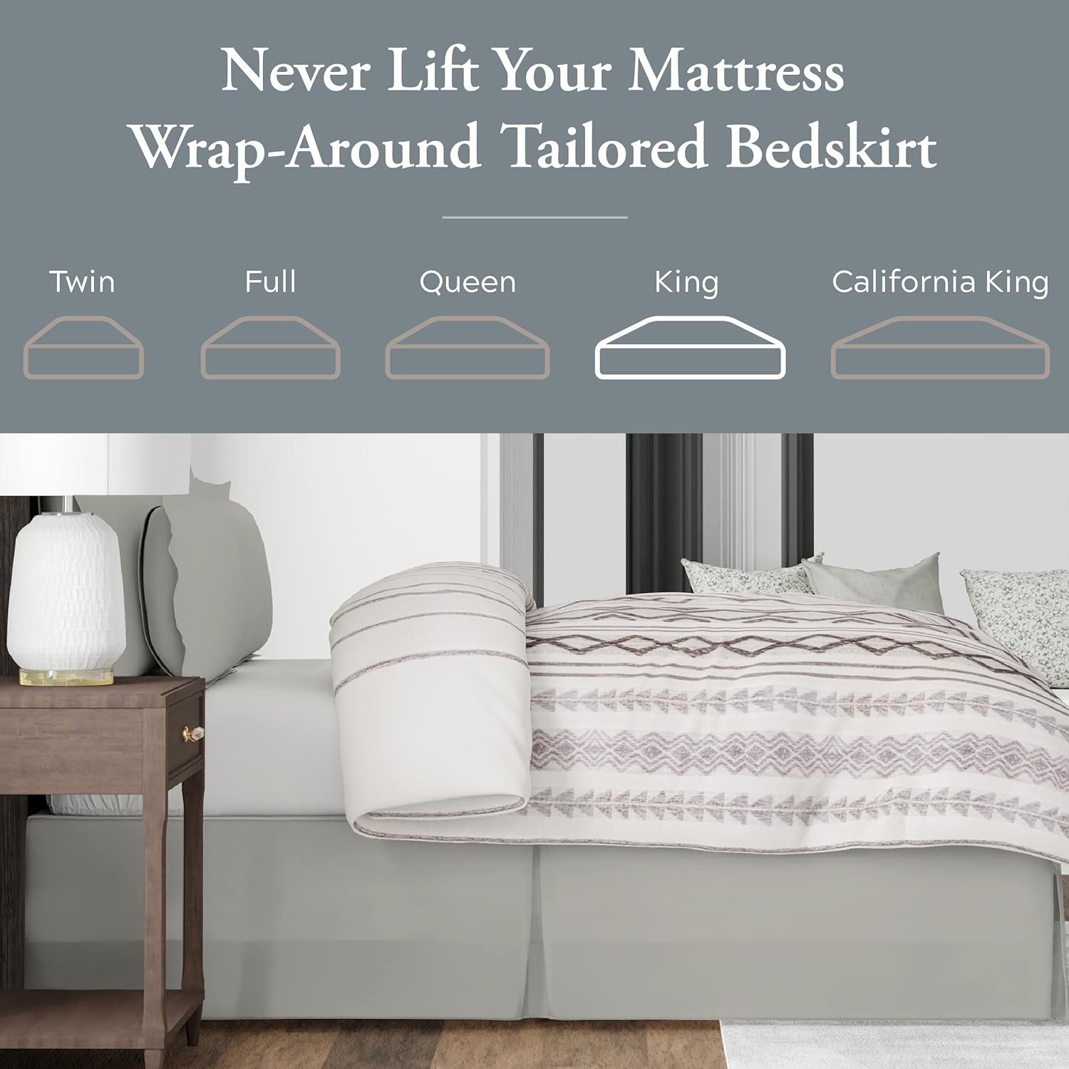 Bed Maker’s Never Lift Your Mattress – Falda de cama clásica de 14 pulgadas de longitud, caída plisada y estilo