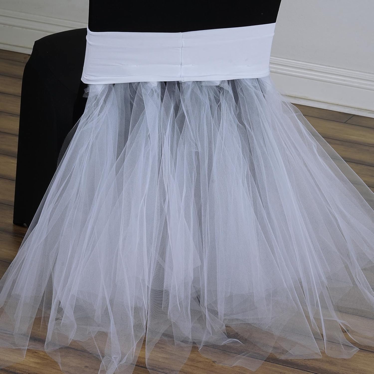 Efavormart – Falda tutú para silla de elastano blanco, 100 unidades, decoración de silla para eventos de boda