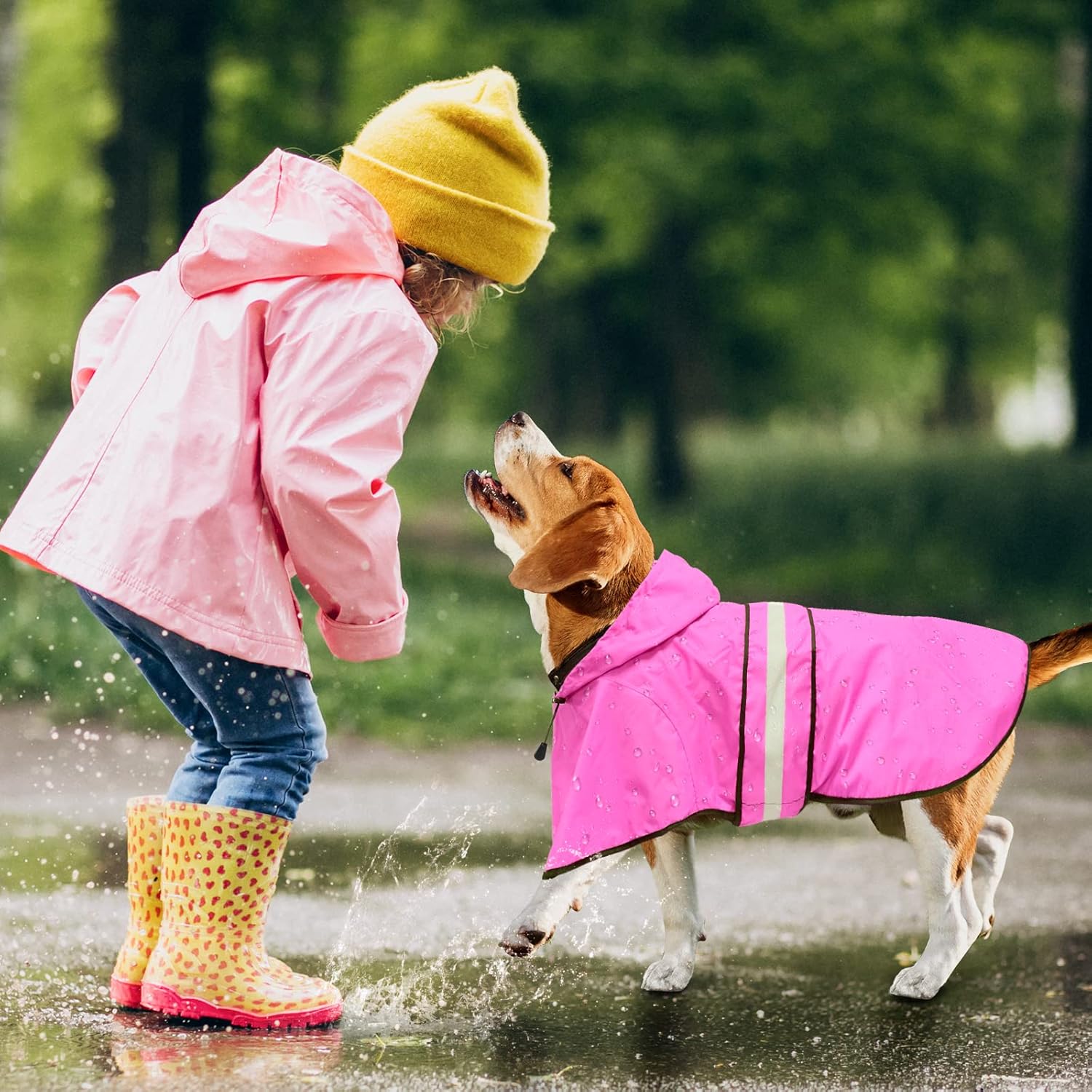 Impermeable para perro, abrigo reflectante para perro, chaqueta impermeable para perro, chaqueta de lluvia ajustable para perro con capucha, poncho