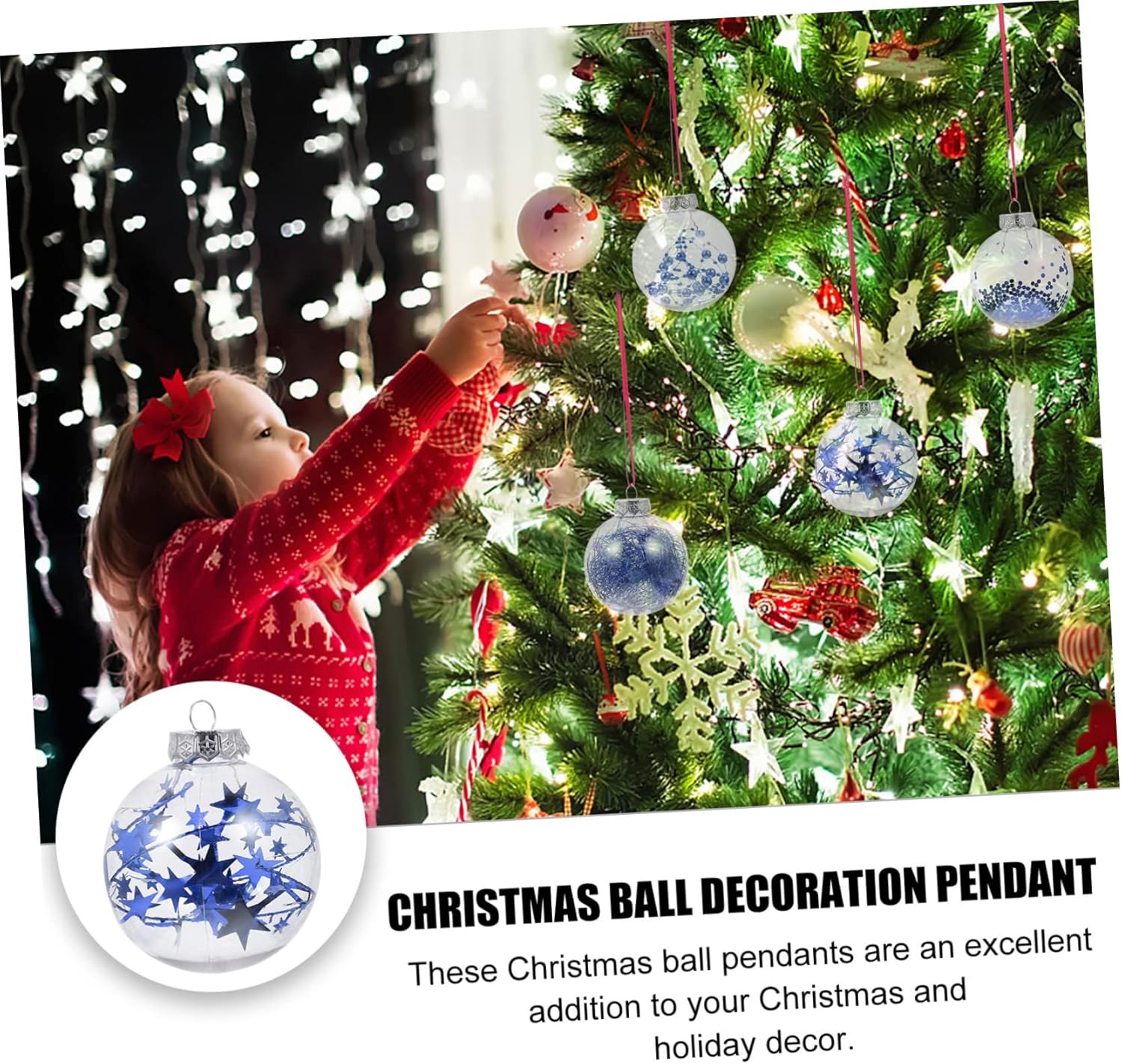 Abaodam 2 Boxes Christmas Ball Pendant Hanging Christmas Balls Decorations Glitter Christmas Ball Christmas Tree Flower Garland Decorations