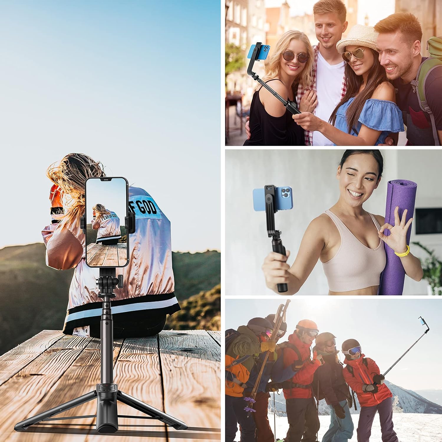 Trípode para selfie stick con control remoto para GoPro Max Mini Hero 12 Hero 11 Hero 10 Hero 9 Hero 8 Negro, trípode monopie de aluminio Bluetooth