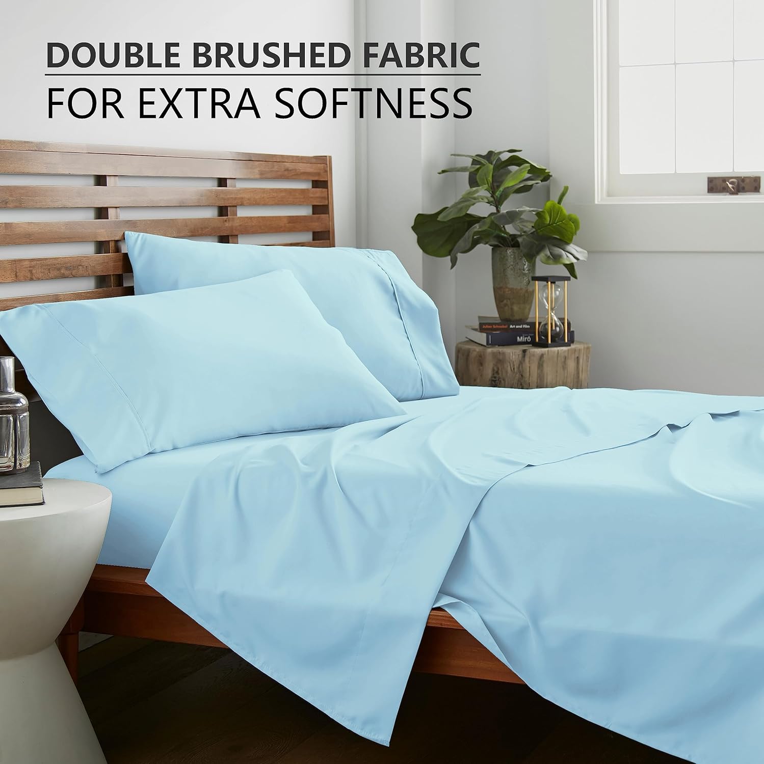 American Home Collection Juego de sábanas de 4 piezas tamaño Queen, microfibra extrasuave, transpirable, resistente a las arrugas y a la