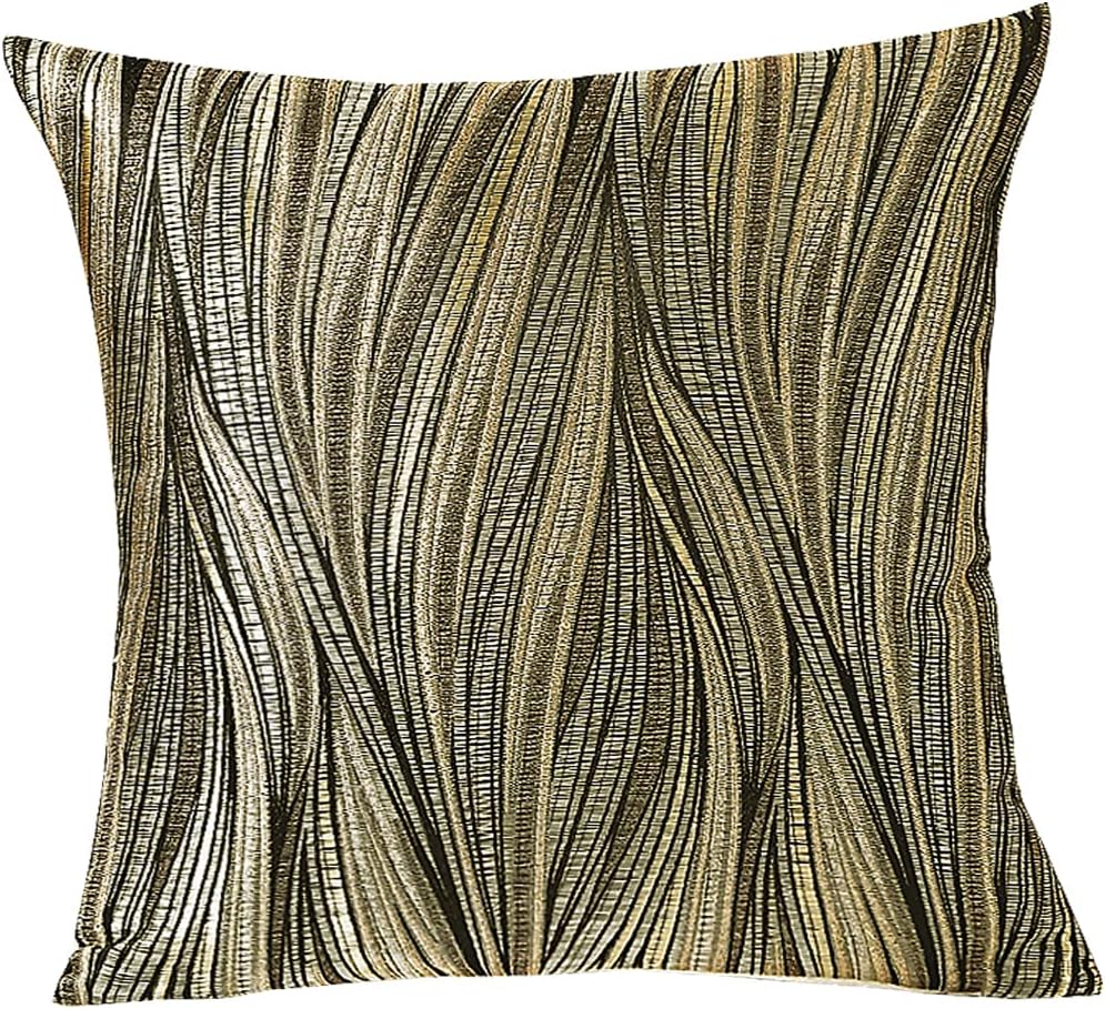 Violet Linen Tivoli – Patrón de rayas, tela jacquard de poliéster, respaldo de gamuza, dorado, 18 x 18 pulgadas, cuadrada, almohada decorativa