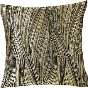 Violet Linen Tivoli – Patrón de rayas, tela jacquard de poliéster, respaldo de gamuza, dorado, 18 x 18 pulgadas, cuadrada, almohada decorativa Violet Linen Tivoli – Patrón de rayas, tela jacquard de poliéster, respaldo de gamuza, dorado, 18 x 18 pulgadas, cuadrada, almohada decorativa