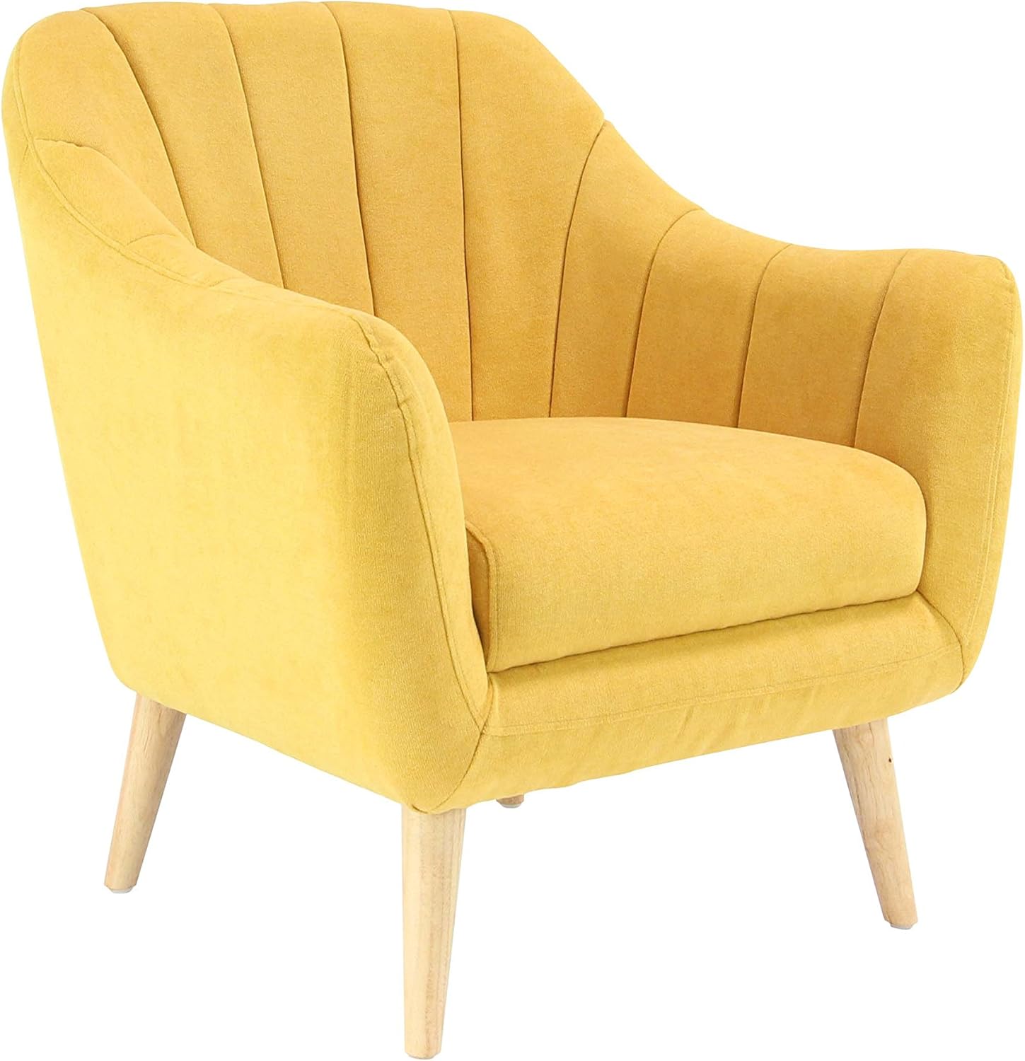 Deco 79 Silla decorativa copetuda de tela, 30 x 28 x 32 pulgadas, amarillo
