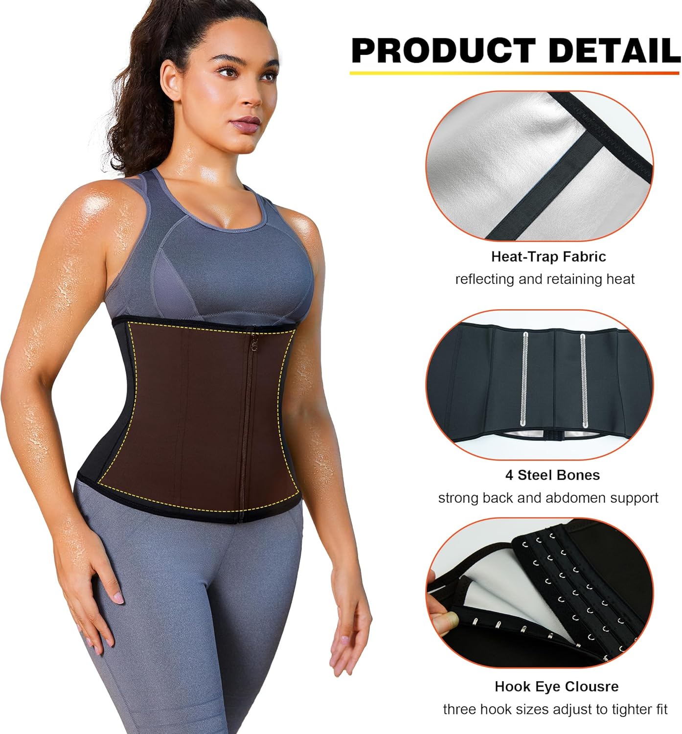 Junlan Entrenadores de cintura para mujer, traje de sauna para grasa del vientre, bandas para el sudor para el estómago