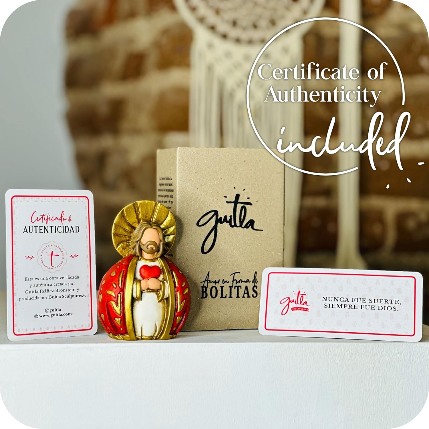 Sagrado Corazón de Jesús, Decorative Figurine, Sculpted Hand-Painted Figure, Jesus Christ Statue, Home Decor, Gift. (Sacred Heart)