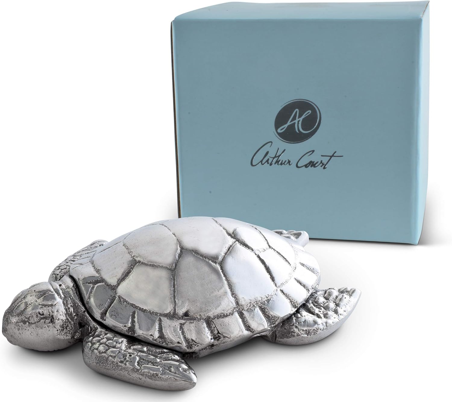 Arthur Court Diseños de aluminio océano tortuga botella barra cerveza herramienta estatuilla decoración decoración abridor 4 pulgadas x 3 pulgadas