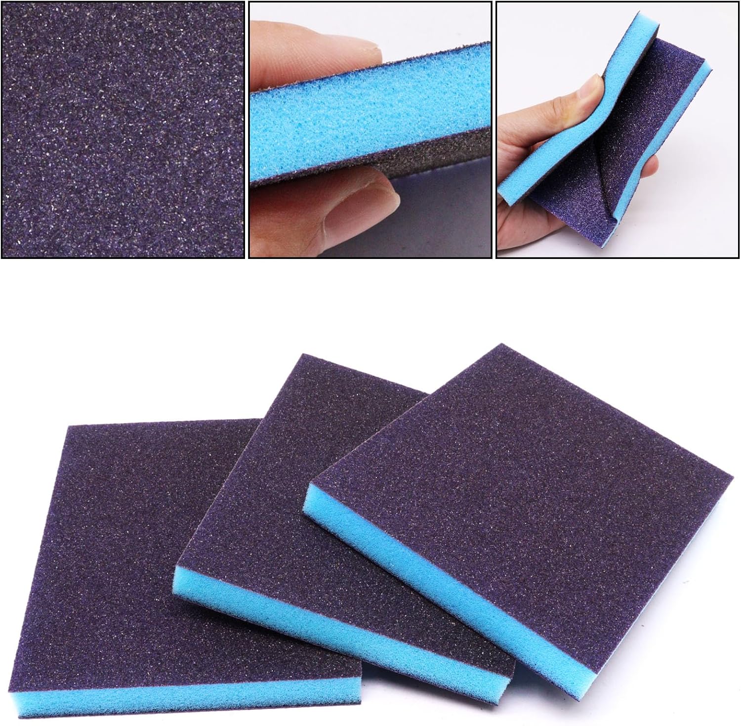 SWZHAI 6 esponjas de lijado, bloques de lijado de grano 80, esponja de papel de lija reutilizable, húmedo y seco, esponja de lija para madera,