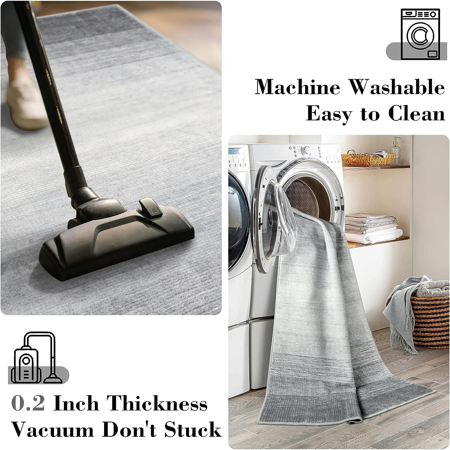 Wonnitar Alfombra moderna color gris degradado de 4 x 6 pies para dormitorio, alfombra lavable para sala de estar, antideslizante, resistente a las
