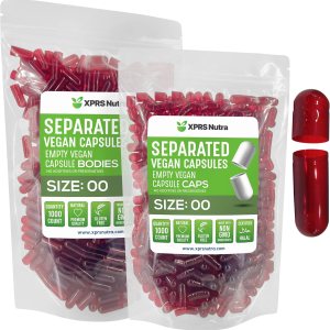 XPRS Nutra Cápsulas separadas de tamaño vegano 00  1000 cápsulas vacías de primera calidad separadas en bolsas  Separadas vacías 00 cápsulas XPRS Nutra Cápsulas separadas de tamaño vegano 00  1000 cápsulas vacías de primera calidad separadas en bolsas  Separadas vacías 00 cápsulas