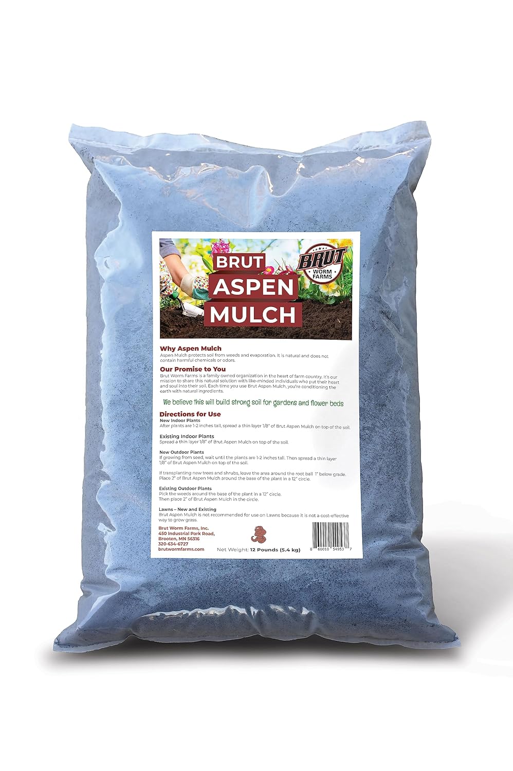 Brut Organic Aspen Mulch  12 libras  Alto carbono  Retención de agua  Solución natural para plantas de interior saludables, flores y verduras  Uso
