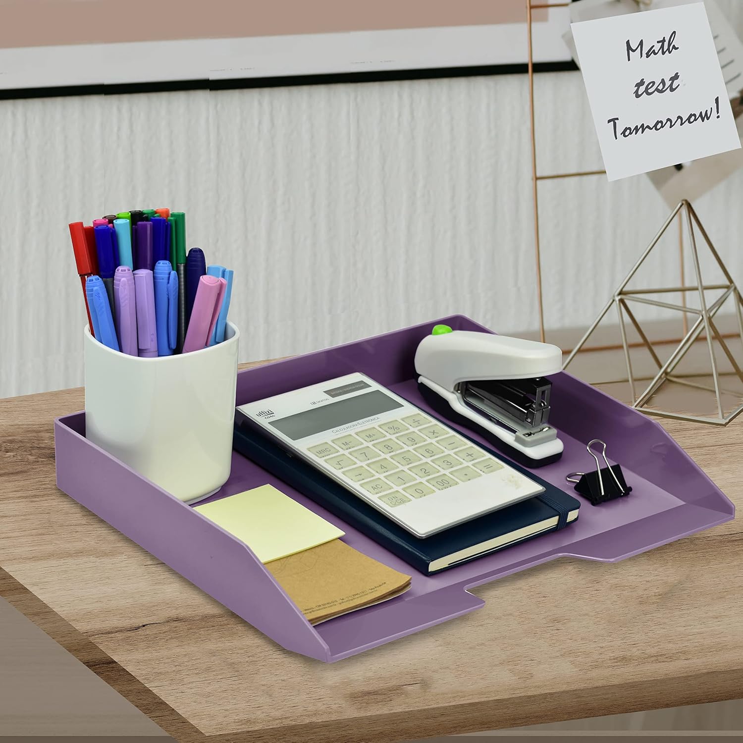 Acrimet Bandeja apilable para cartas, organizador de archivos de escritorio de plástico de carga lateral (color morado sólido) (1 unidad)