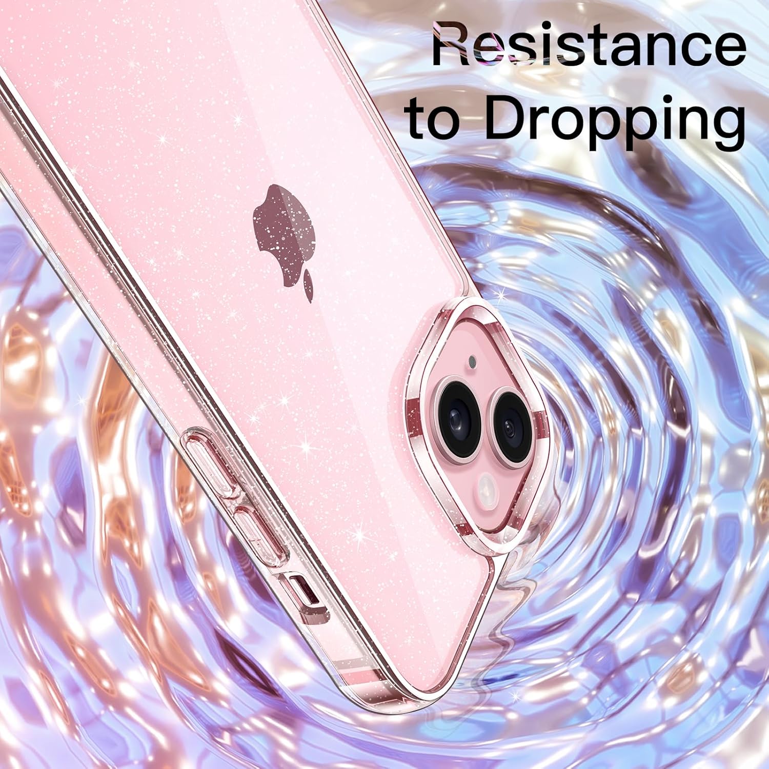 JETech Funda con purpurina para iPhone 15 de 6.1 pulgadas, a prueba de golpes, bonita y brillante para mujeres y niñas (transparente)