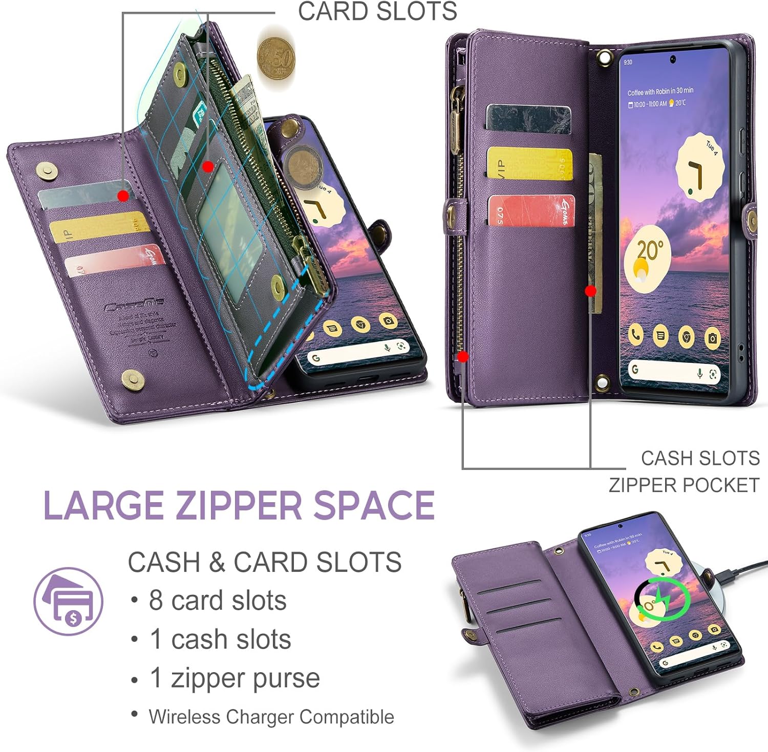 ASAPDOS Funda para Google Pixel 6 Pro 5G, con correa de piel sintética retro con cierre magnético, bloqueo RFID, tarjetero y soporte para hombres y