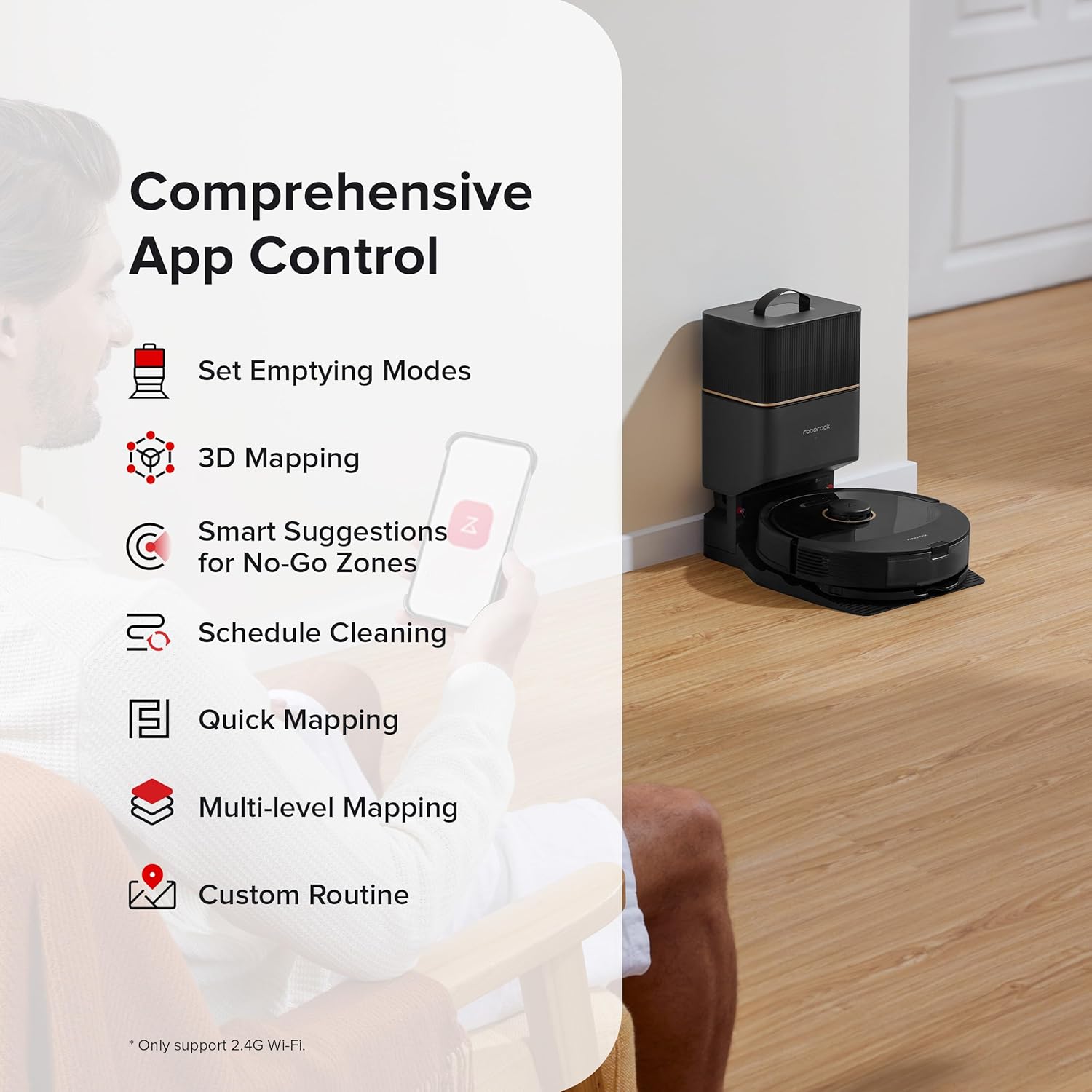 roborock Q8 Max+ Robot aspiradora y trapeador, autovaciado, limpieza manos libres hasta 7 semanas, evitación de obstáculos de tecnología reactiva,