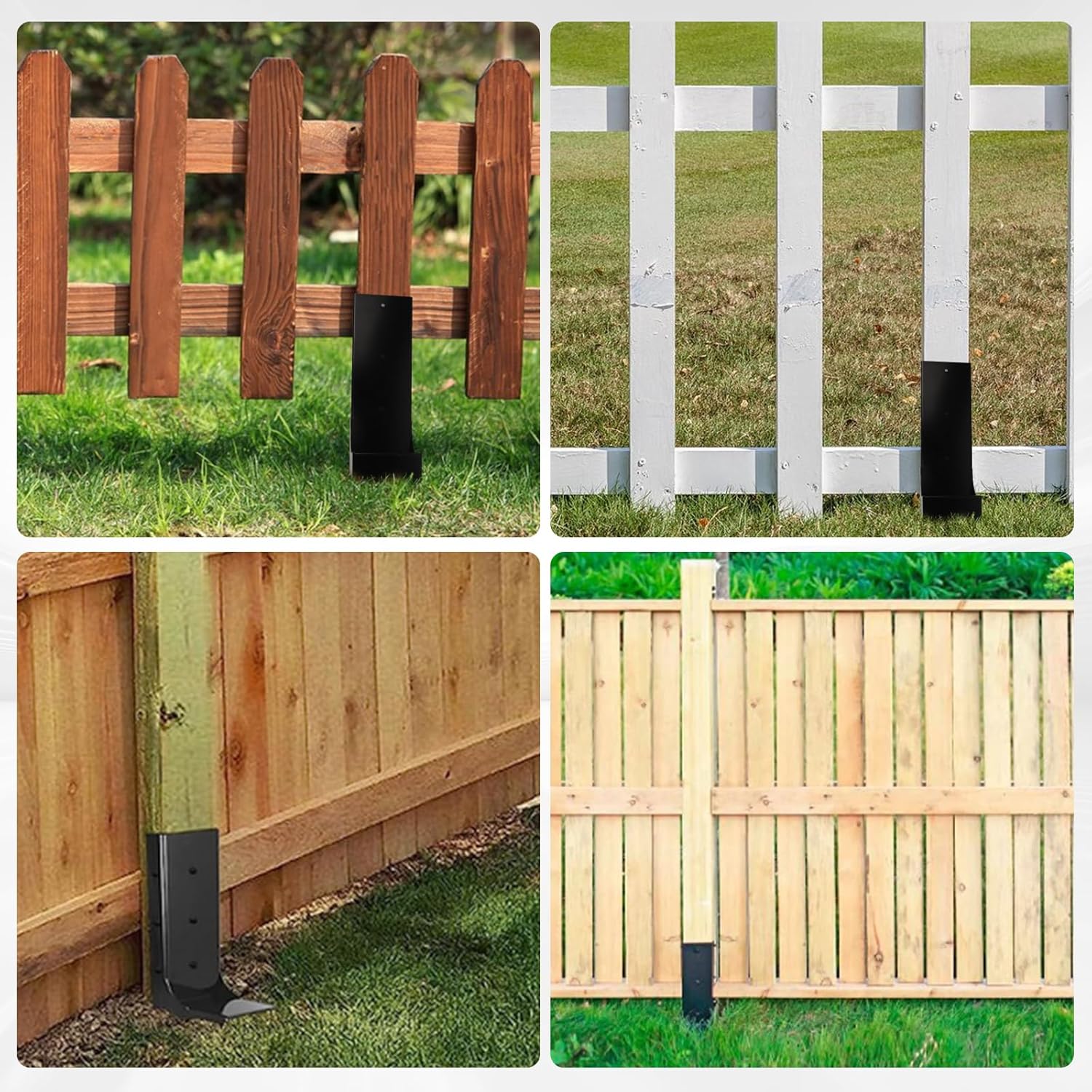 Kit de reparación de postes de valla de acero resistente, poste de valla de anclaje para reparación de estacas de madera rotas, 3.6 x 3.6 pulgadas