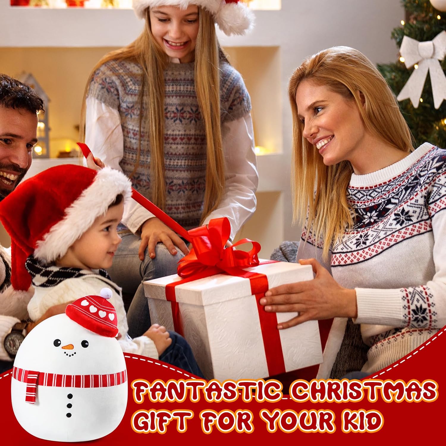 Almohada de felpa de muñeco de nieve de Navidad de 14 pulgadas, almohada de peluche grande de Navidad para el hogar, dormitorio, oficina, sofá,